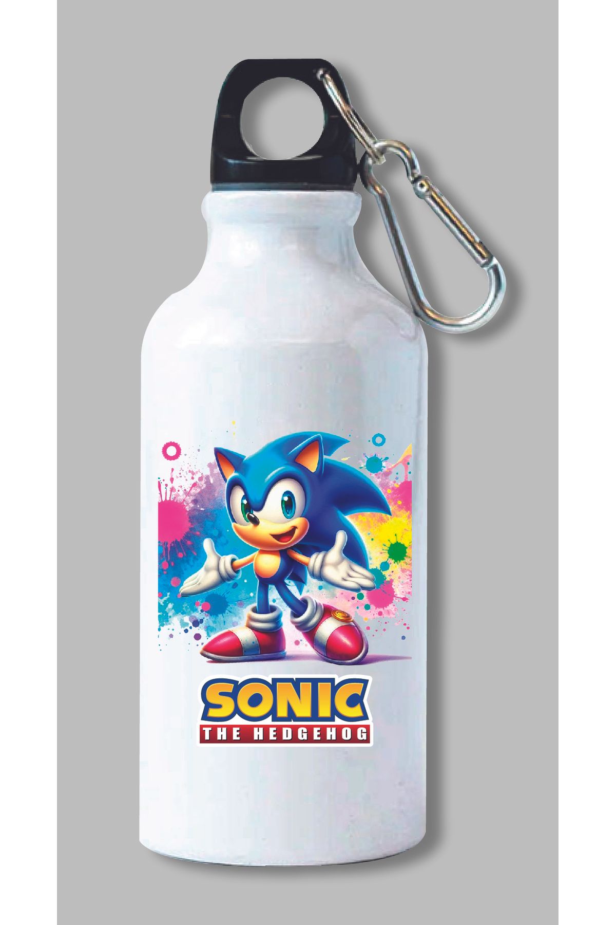 DKDZ SHOP Sonic Baskılı Kancalı Su Matarası 600ml. - 008