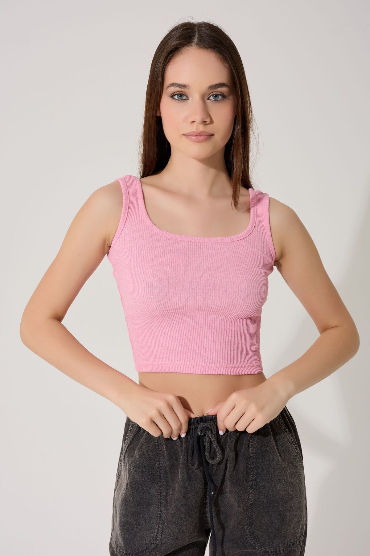 myfirstsea Kadın Düz Renk Halter Yaka Crop Bluz