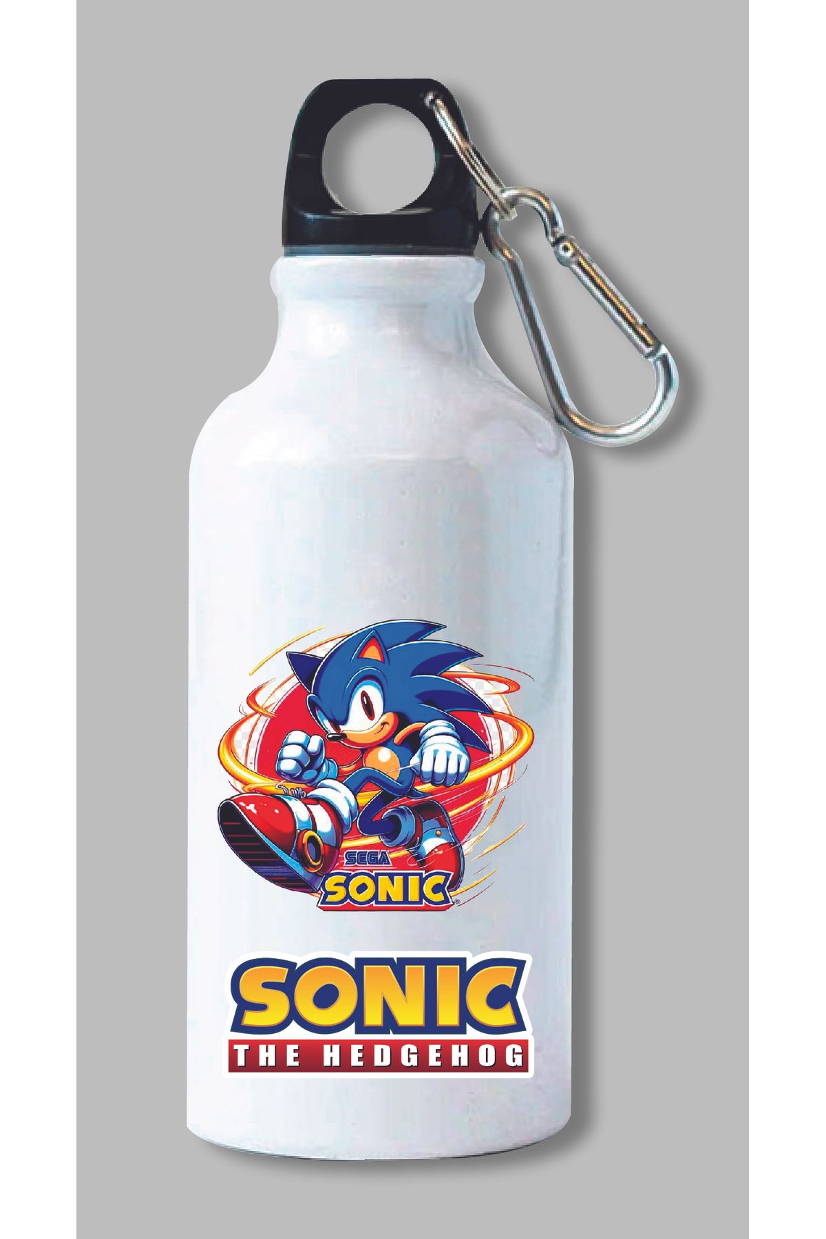 DKDZ SHOP Sonic Baskılı Kancalı Su Matarası 600ml. - 016