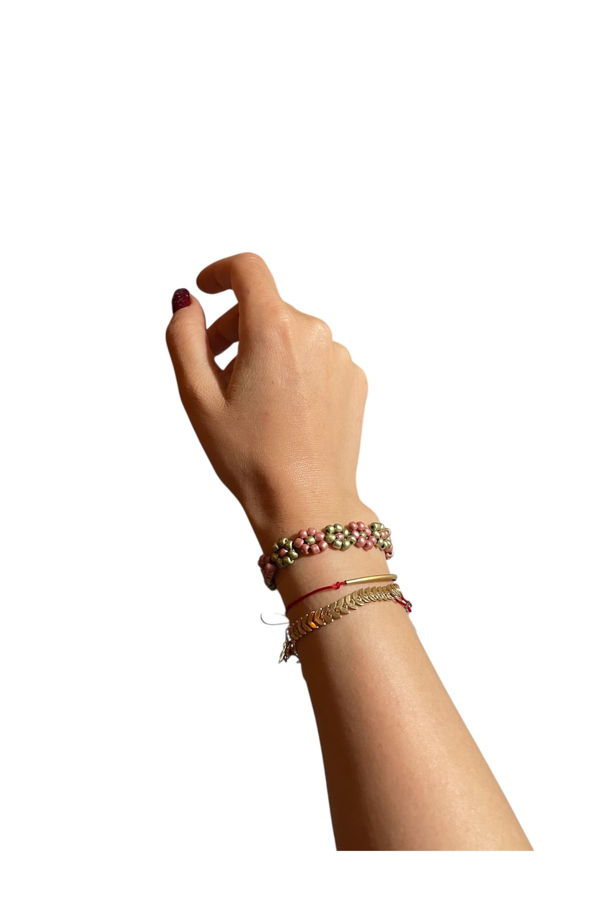 not cool. • Calm Beaded • Kum Boncuklu Pastel Renk Paslanmaz Çelik 316L Bileklik