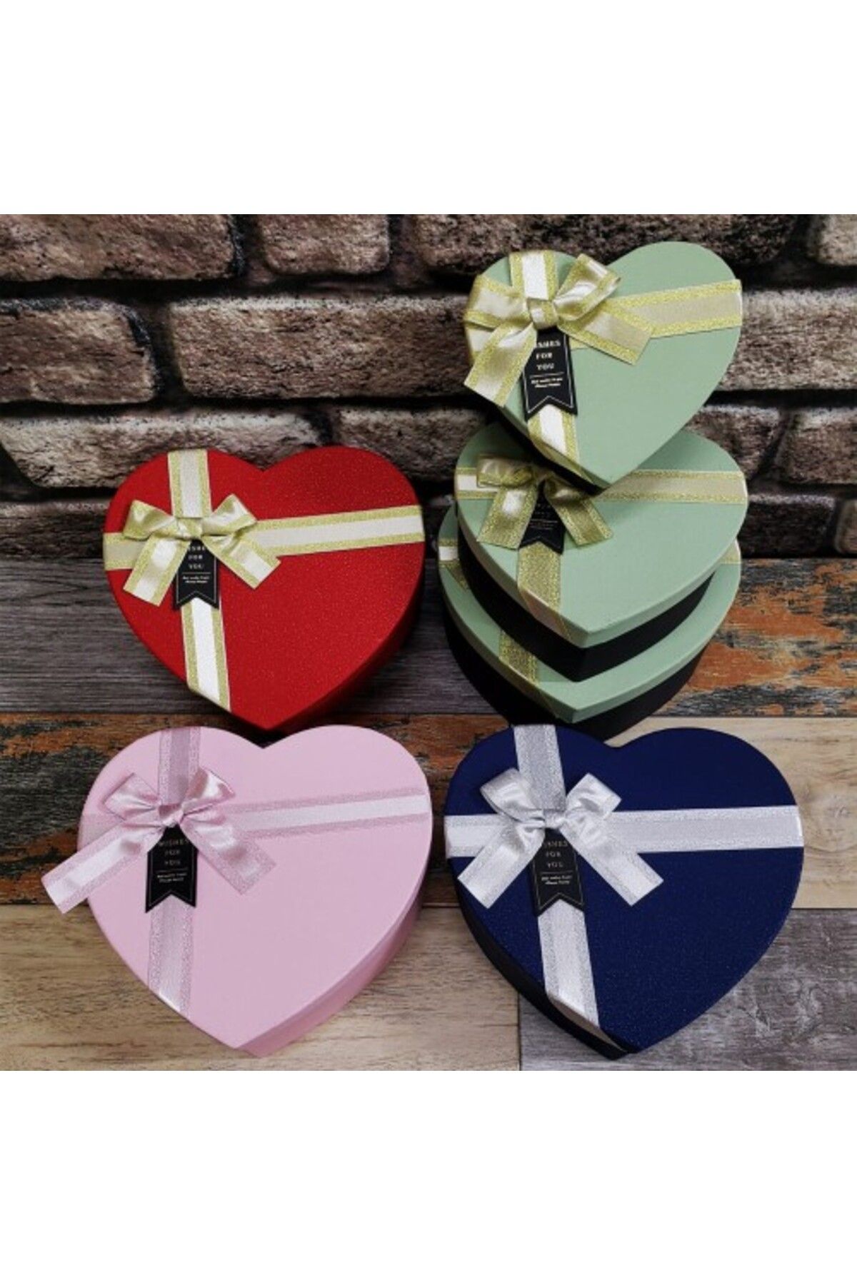 BellevieStore 3'lü Hediyelik Kalp Kutu Seti