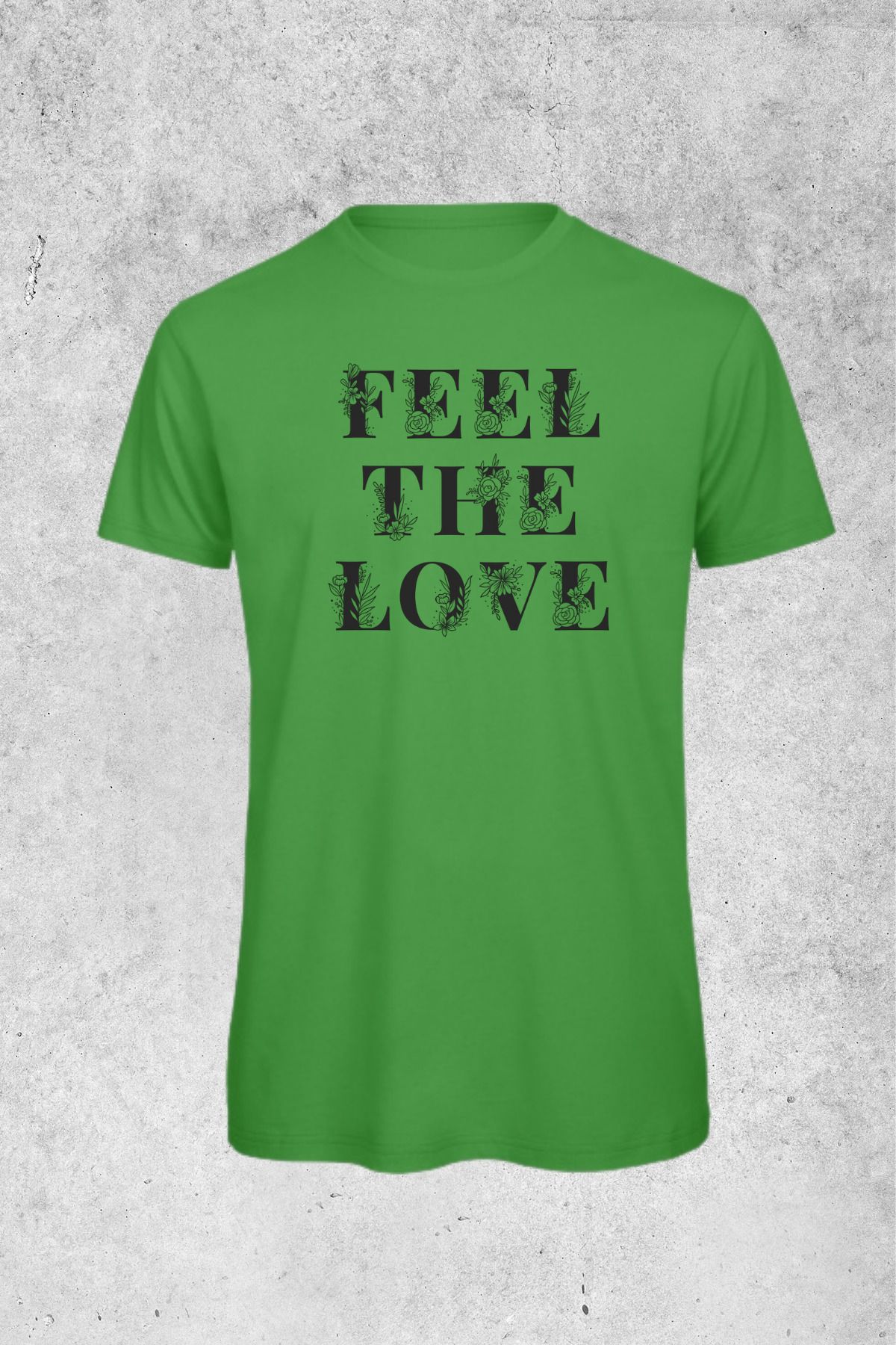 MOLICO Basic unisex sıfır yaka kısa kollu FEEL THE LOVE baskılı Tshirt