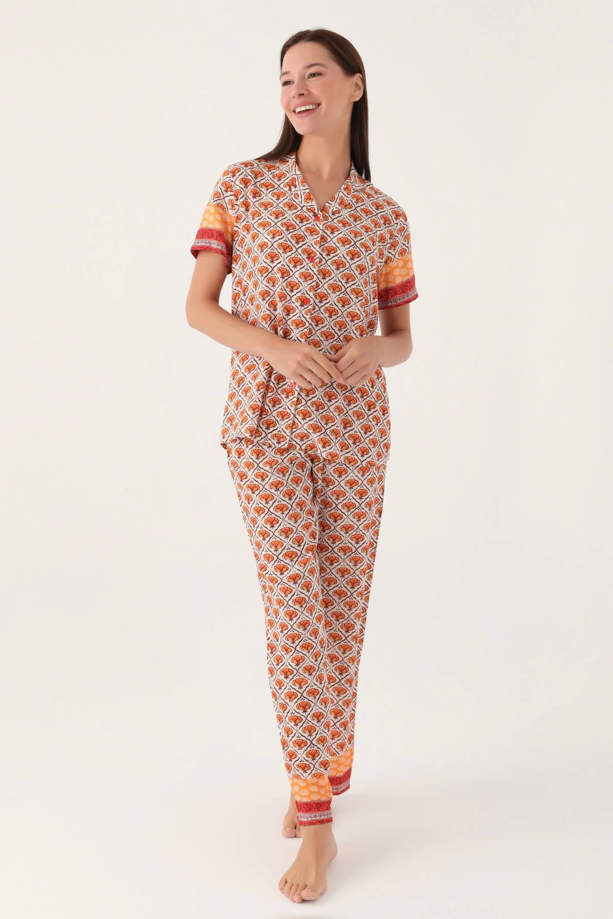 Moda Şahsenem Pierre Cardin Pc8823-s Kadın Gömlek Yaka Pijama Takımı