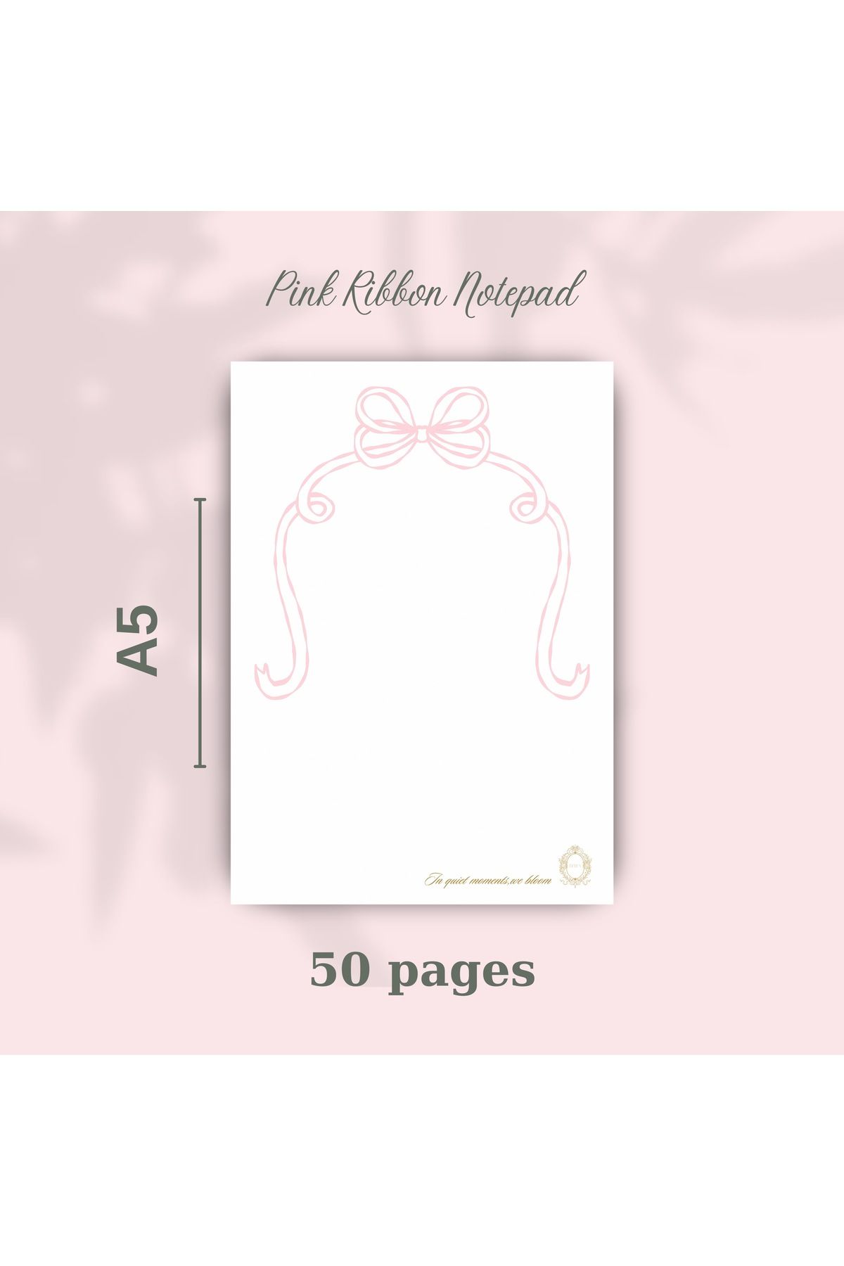 Notepad-A5 Notepad Note Paper with Bow Detail, Stylish Pink Notepad 1