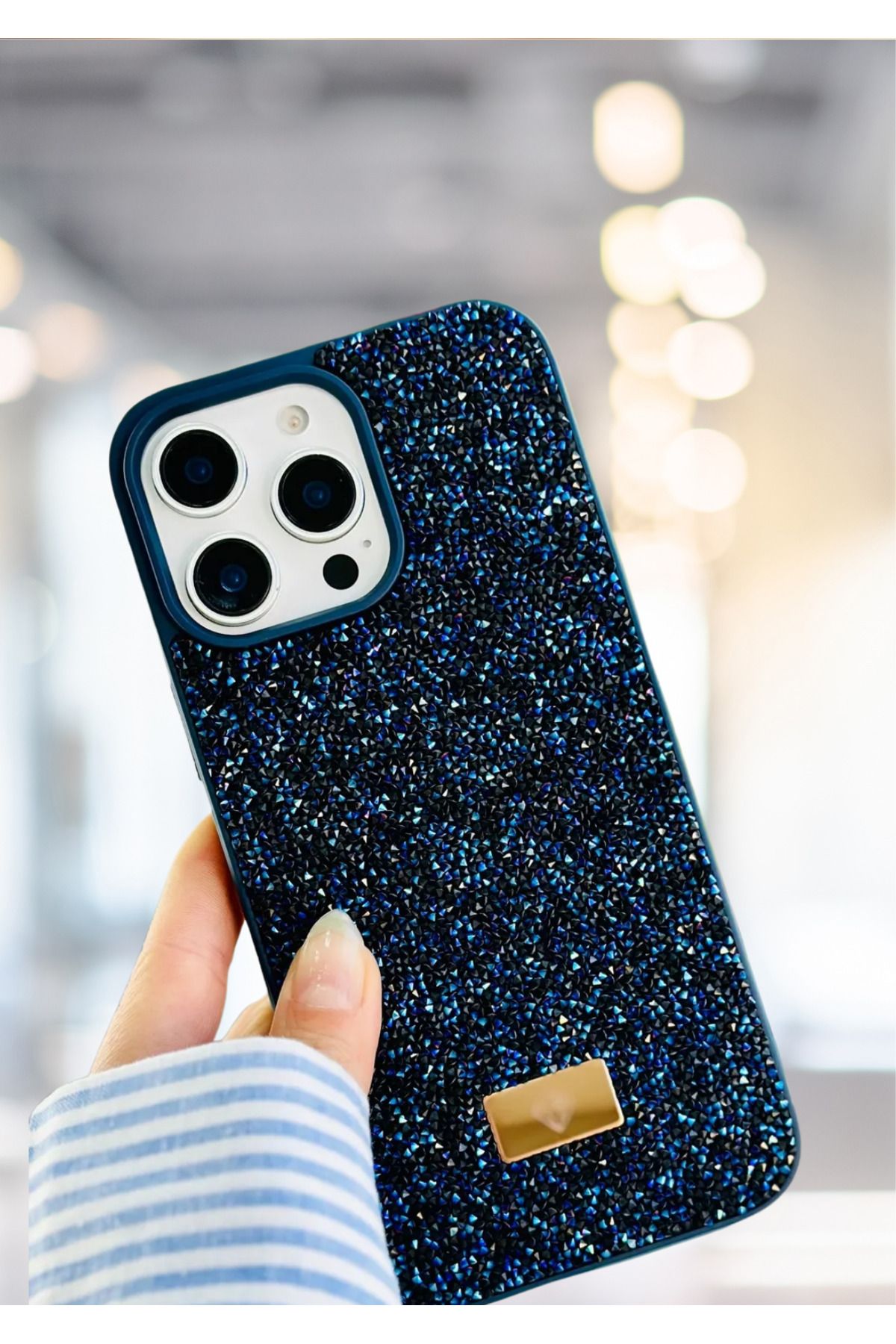 BCASE İphone 16 Pro Max Taşlı Kılıf Parlak Elmas Tasarım Lüx Silikon