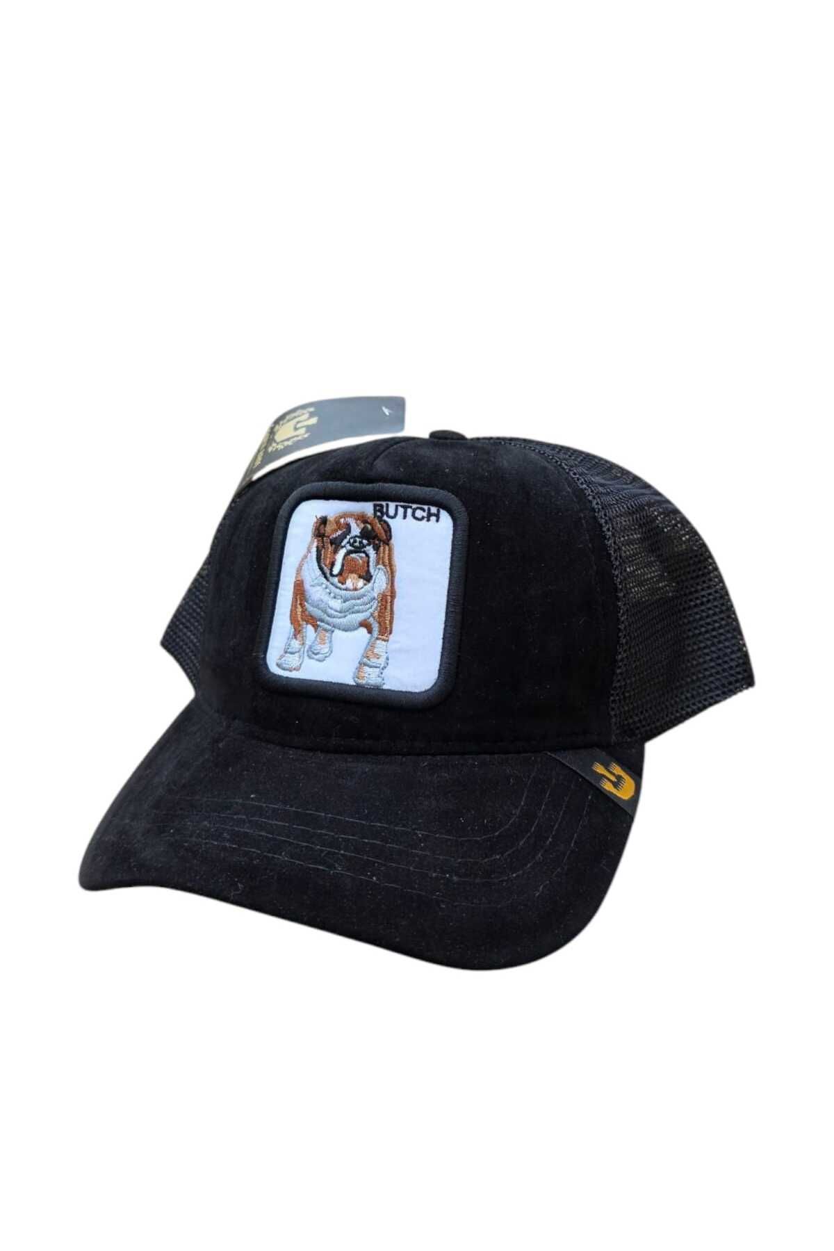 Anelli Butch Bulldog Nakışlı Unisex Siyah Trucker Şapka – Fileli ve Ayarlanabilir Tasarım