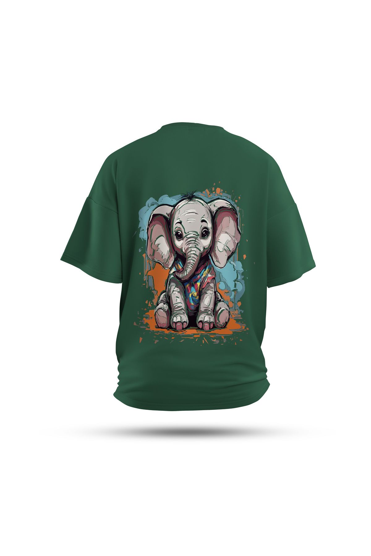 Zestia Unisex T-Shirt, Animals Fil Sırt Baskılı, Regular, %100 Pamuk, Yeşil T-Shirt No: 009