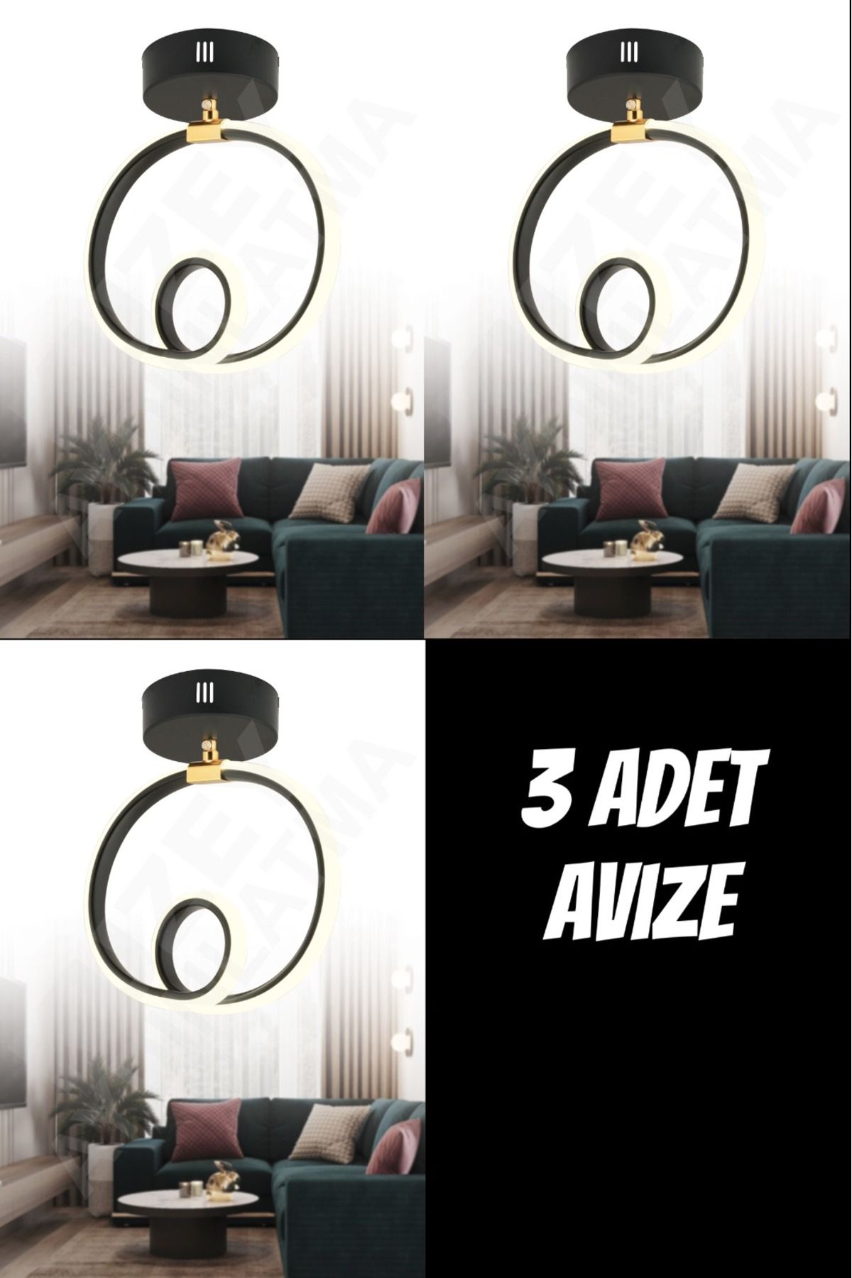 GYK LİGHT 3 ADET TEKLİ LEDLİ AVİZE