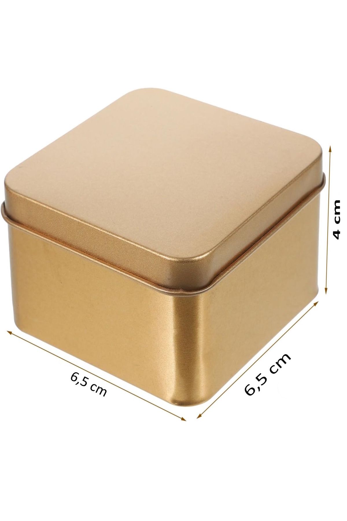 MyClean Boş Metal Teneke Gold Kare Hediye Mücevher Saklama Kutusu Şık Tasarım 6,5 X 4 CM