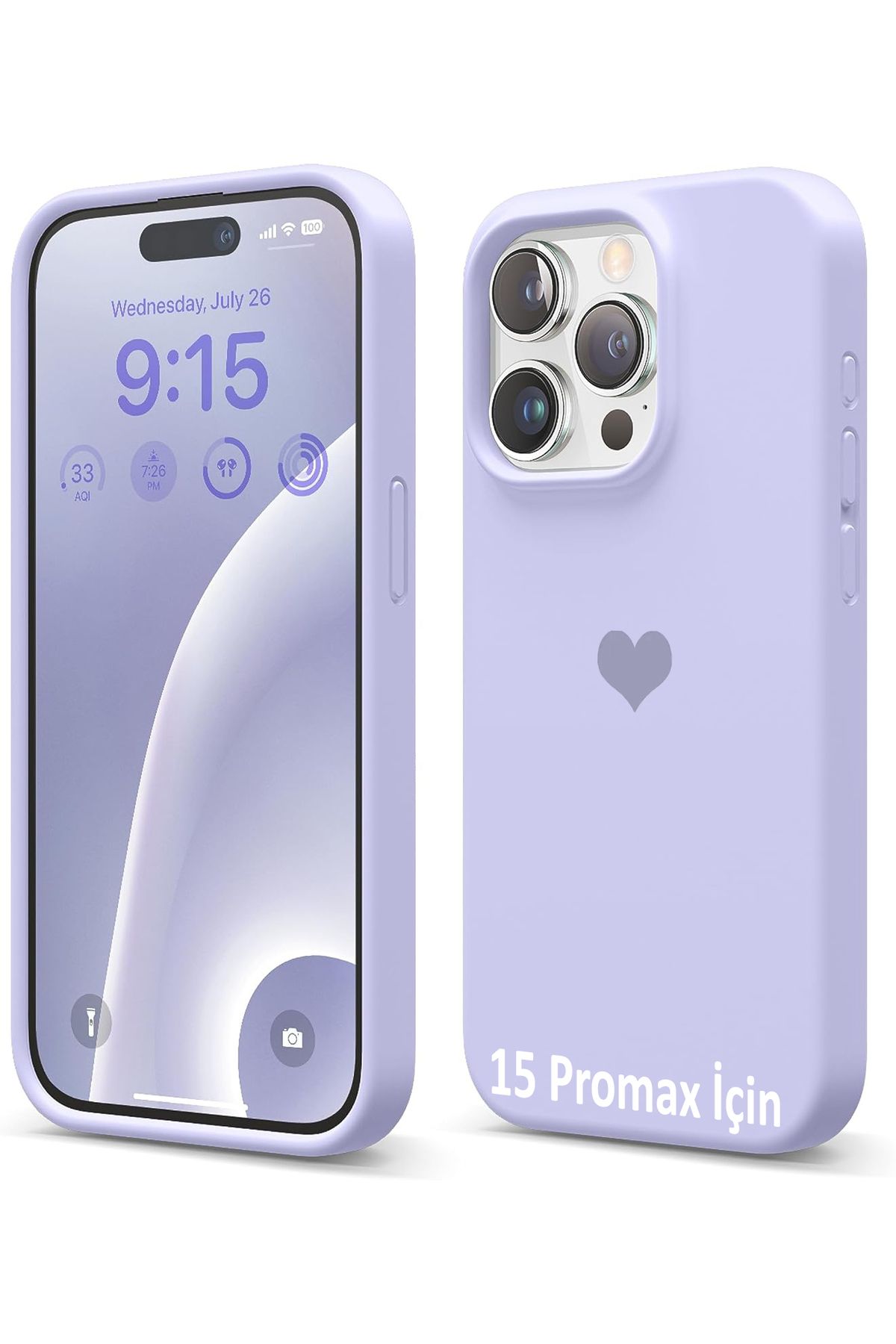 GAGA ELEKTRONİK iPhone 15 Pro Max İçin Kalp Logolu İçi Kadife Silikon Kılıf