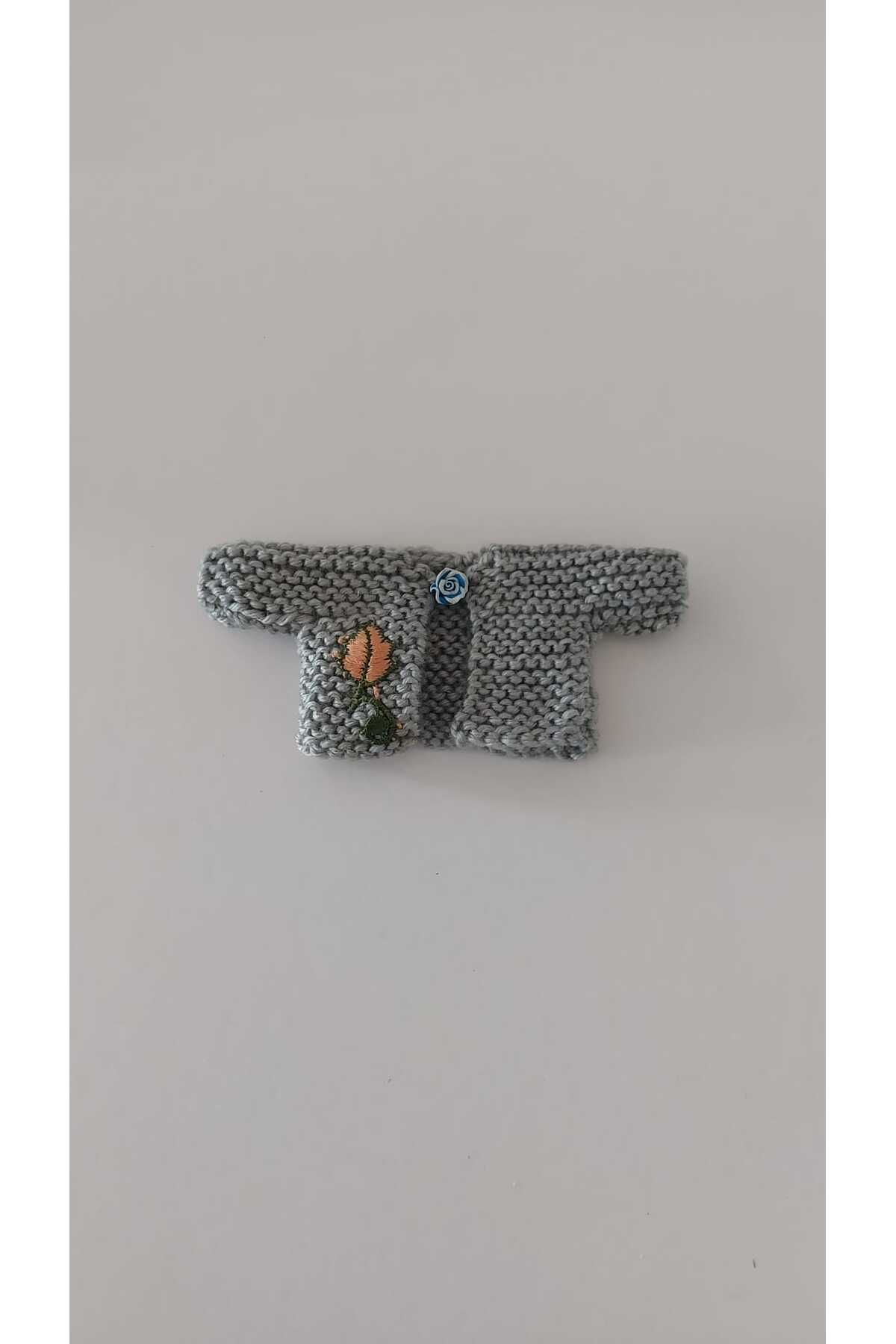 GiftlandCollection GiftLand Gri El Örgüsü Minyatür Hırka Magnet