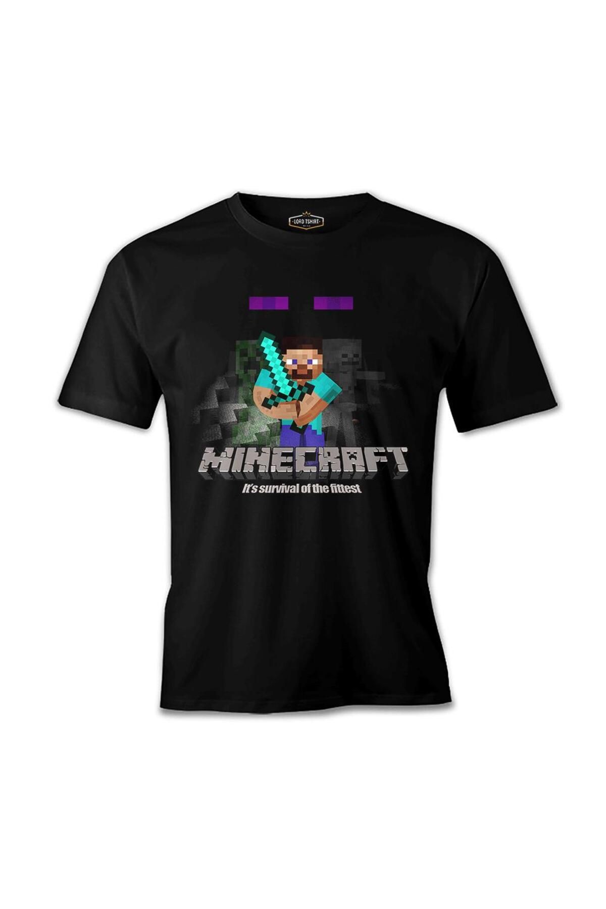 Lord T-Shirt Minecraft - Survival of the Fittest Siyah Erkek Tshirt