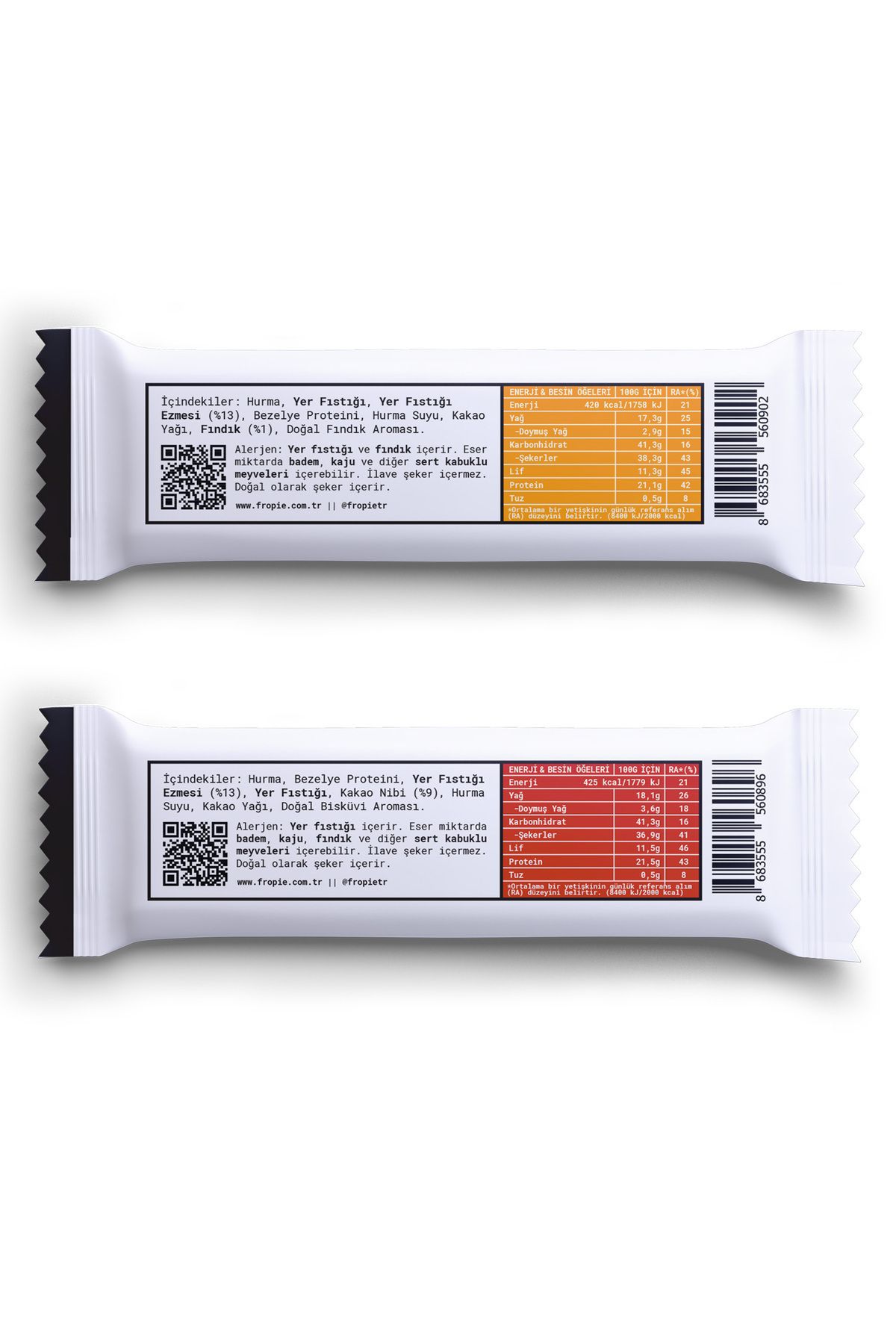 FROPİE-Fropie Vegan High Protein Bar Set of 6 - Peanut Butter & Hazelnut & Cocoa Nibbles 2