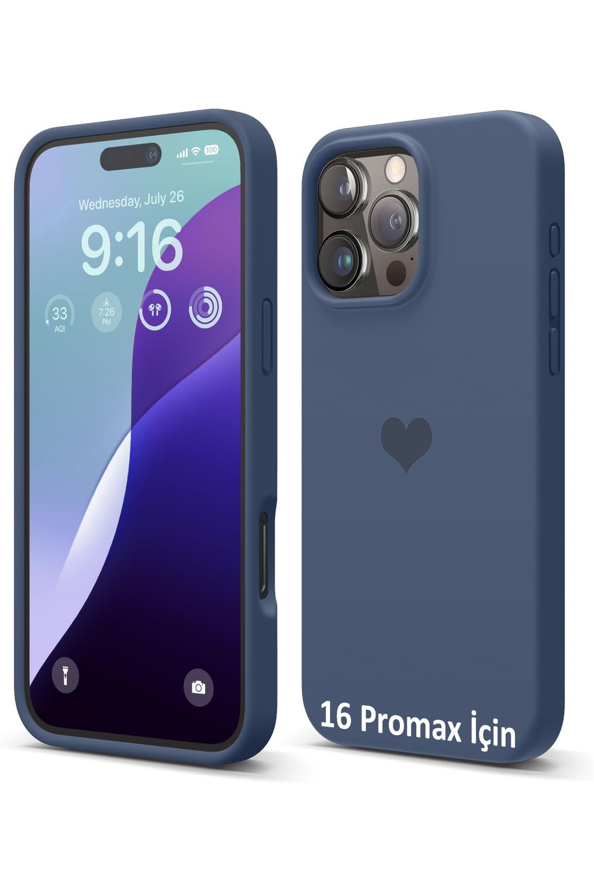 GAGA ELEKTRONİK iPhone 16 Pro Max İçin Kalp Logolu İçi Kadife Silikon Kılıf
