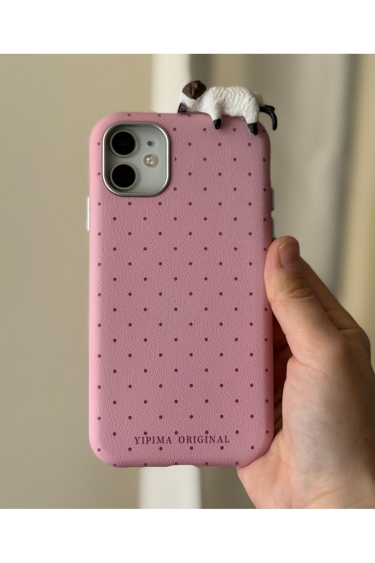 FİŞNEİLETİŞİM İPHONE 11 UYUMLU 3D KEDİ DETAYLI DERİ GÖRÜNÜMLÜ PUDRA KILIF (İÇİ KADİFE)