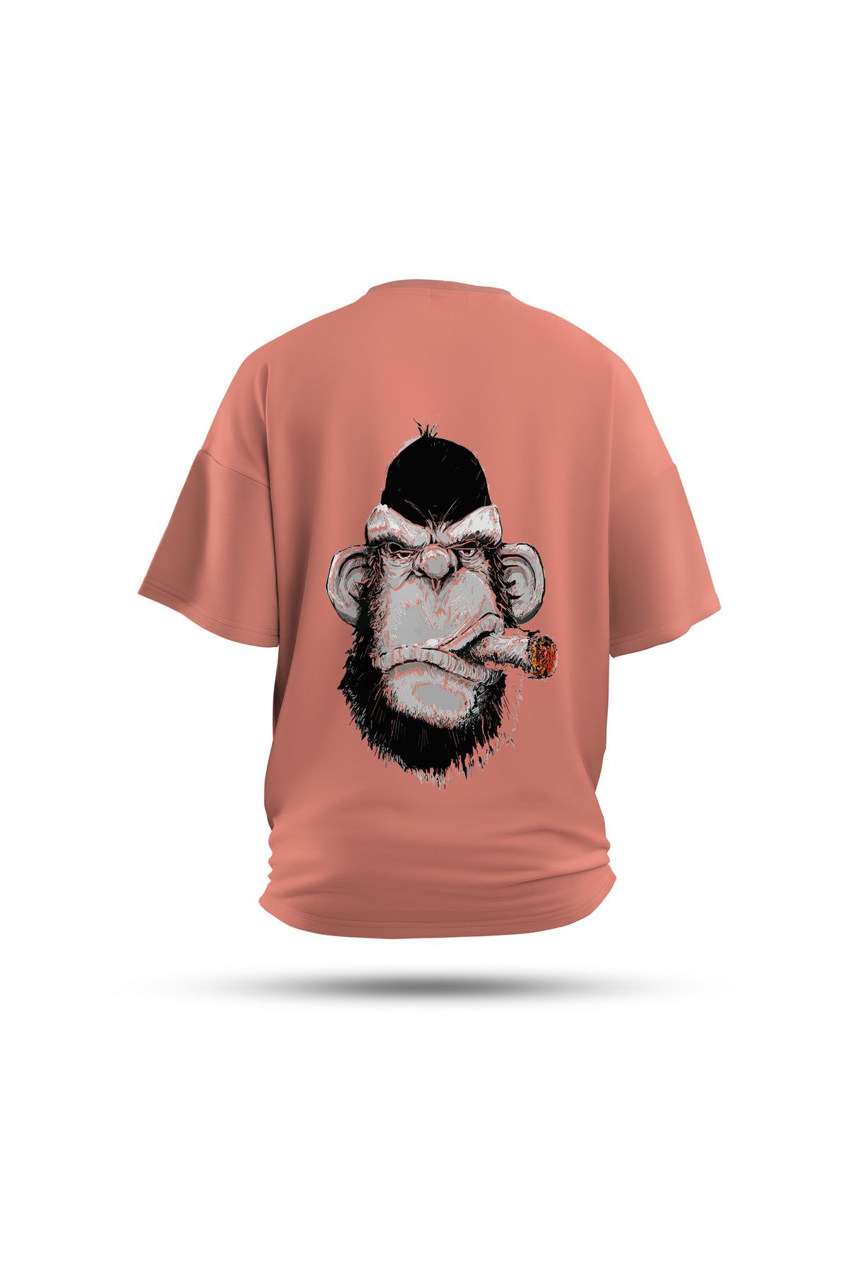 Zestia Unisex T-Shirt, Animals Goril Sırt Baskılı, Regular, %100 Pamuk, Somon T-Shirt No: 008