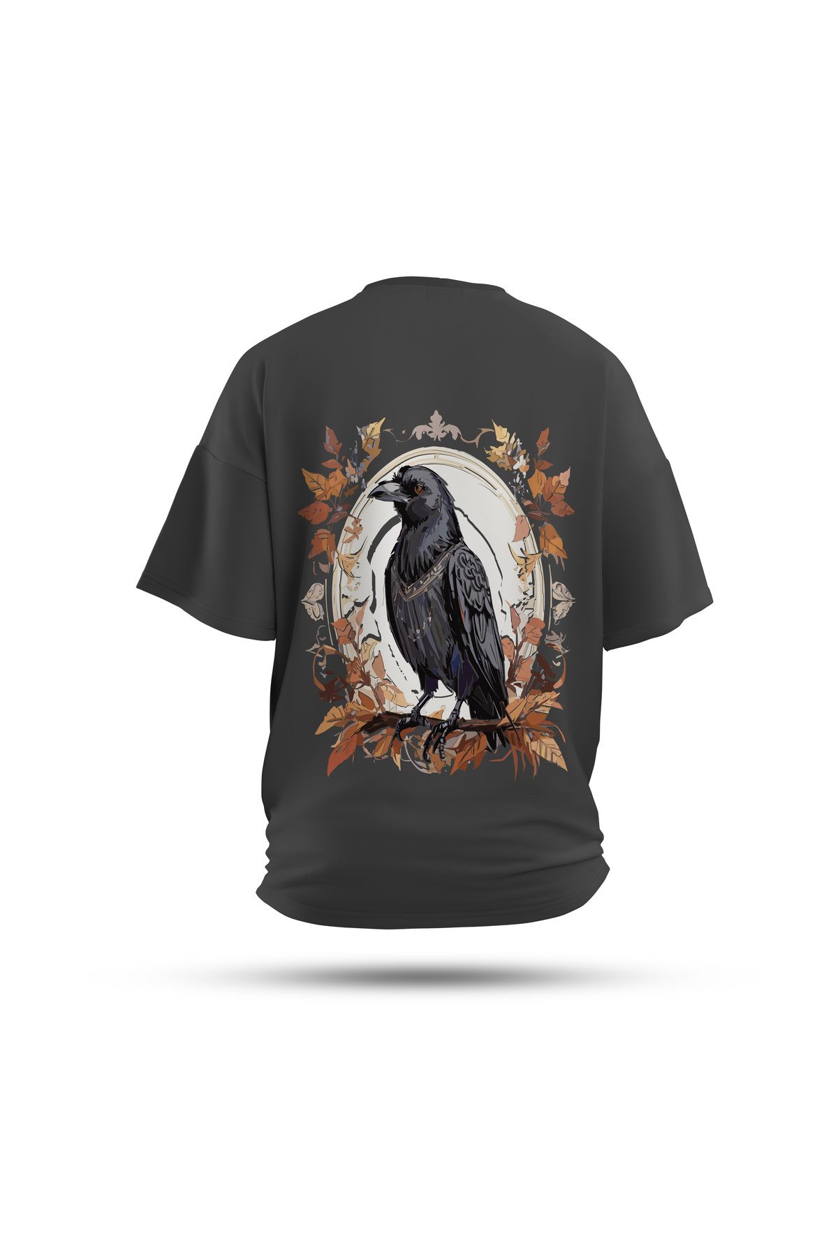 Zestia Unisex T-Shirt, Animals Karga Sırt Baskılı, Regular, %100 Pamuk, Antrasit T-Shirt No: 014