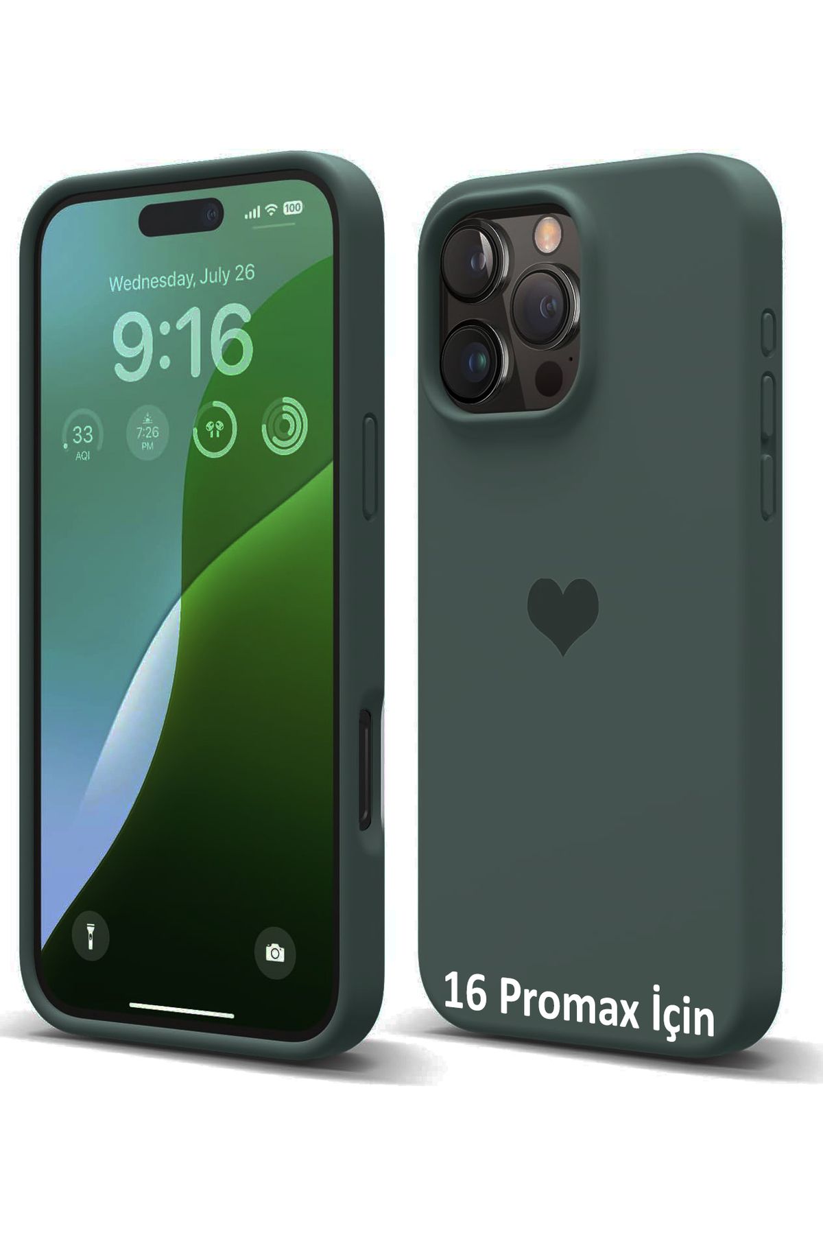 GAGA ELEKTRONİK iPhone 16 Pro Max İçin Kalp Logolu İçi Kadife Silikon Kılıf