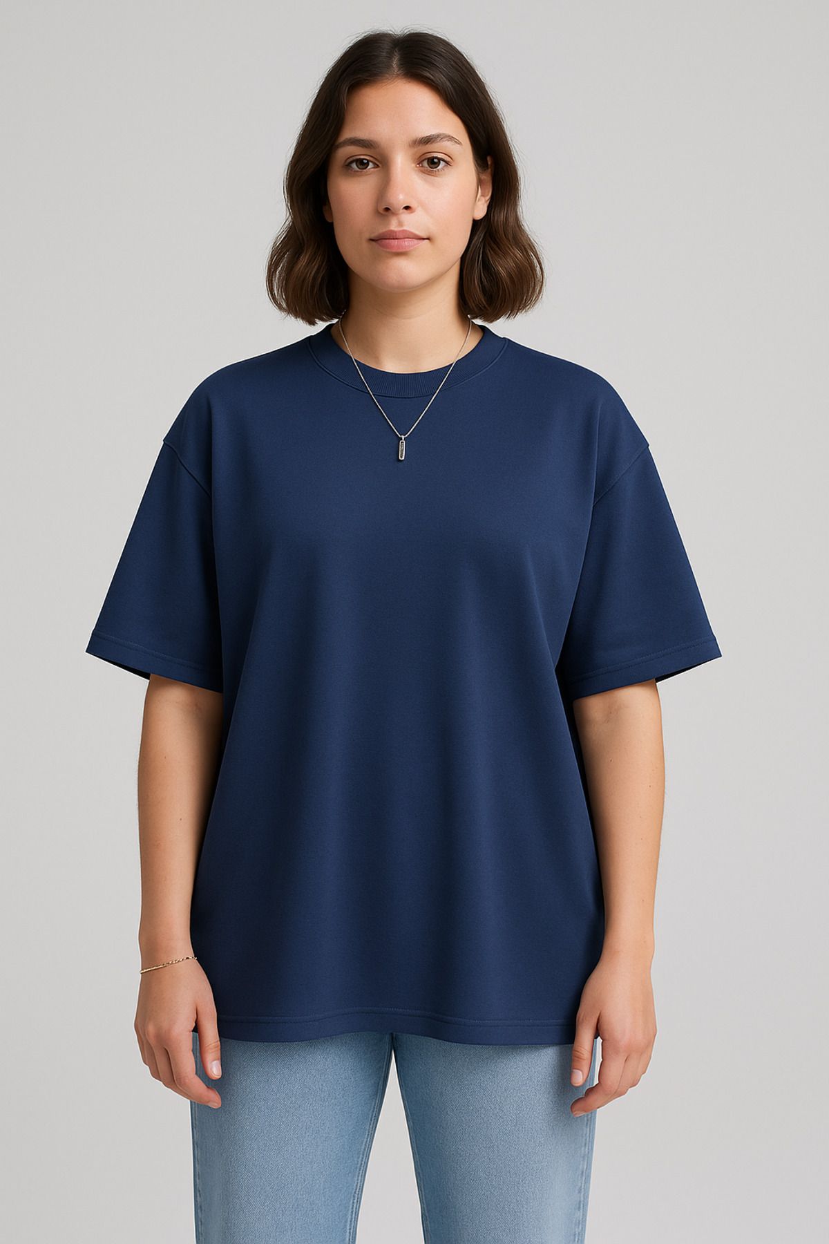 EydaMoon Kadın Basic Oversize MODAL KUMAŞ T-Shirt İpeksi Yumuşacık Canlı Renk Geniş Kalıp