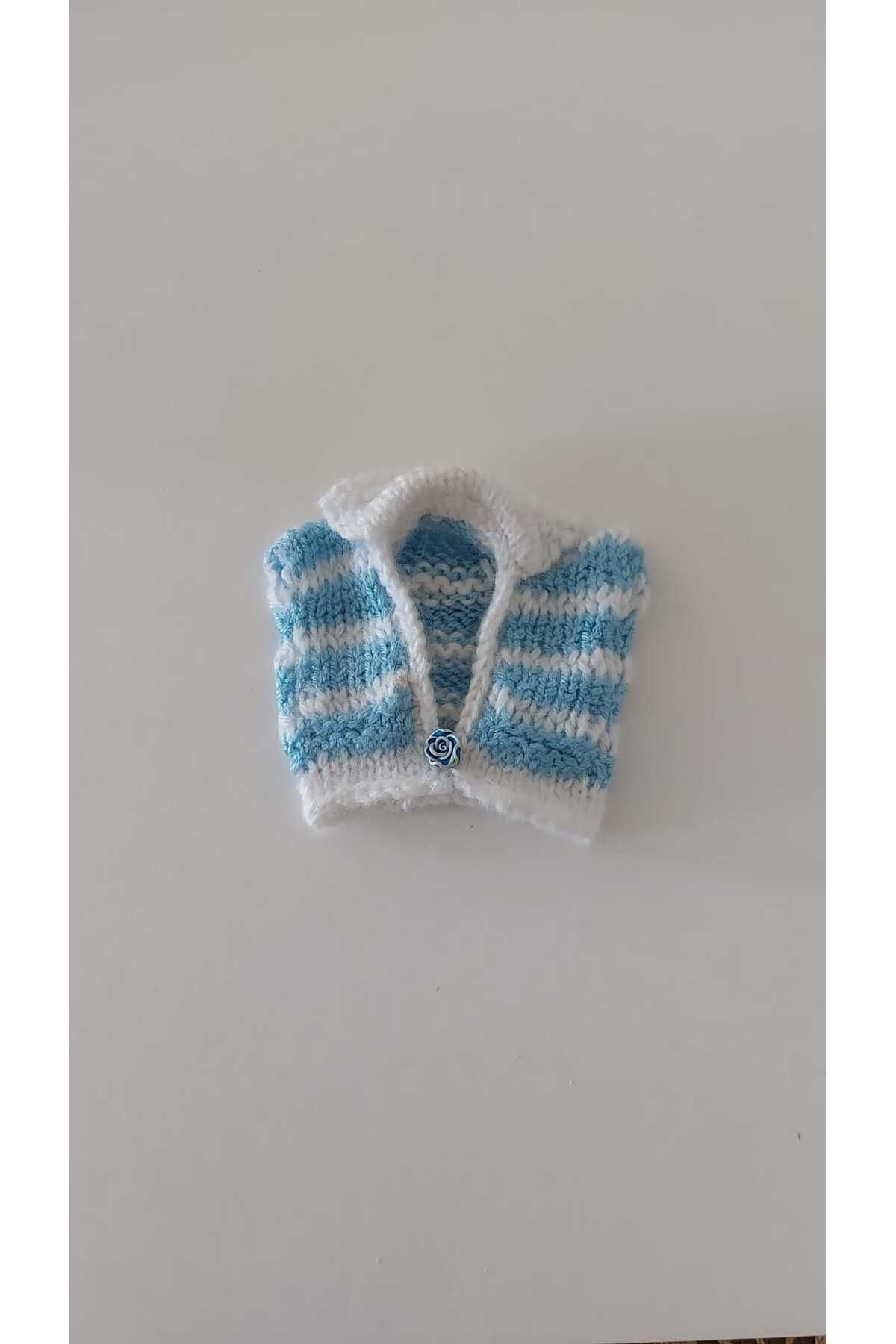 GiftlandCollection GiftLand Mavi ve Beyaz El Örgüsü Minyatür Süveter Magnet