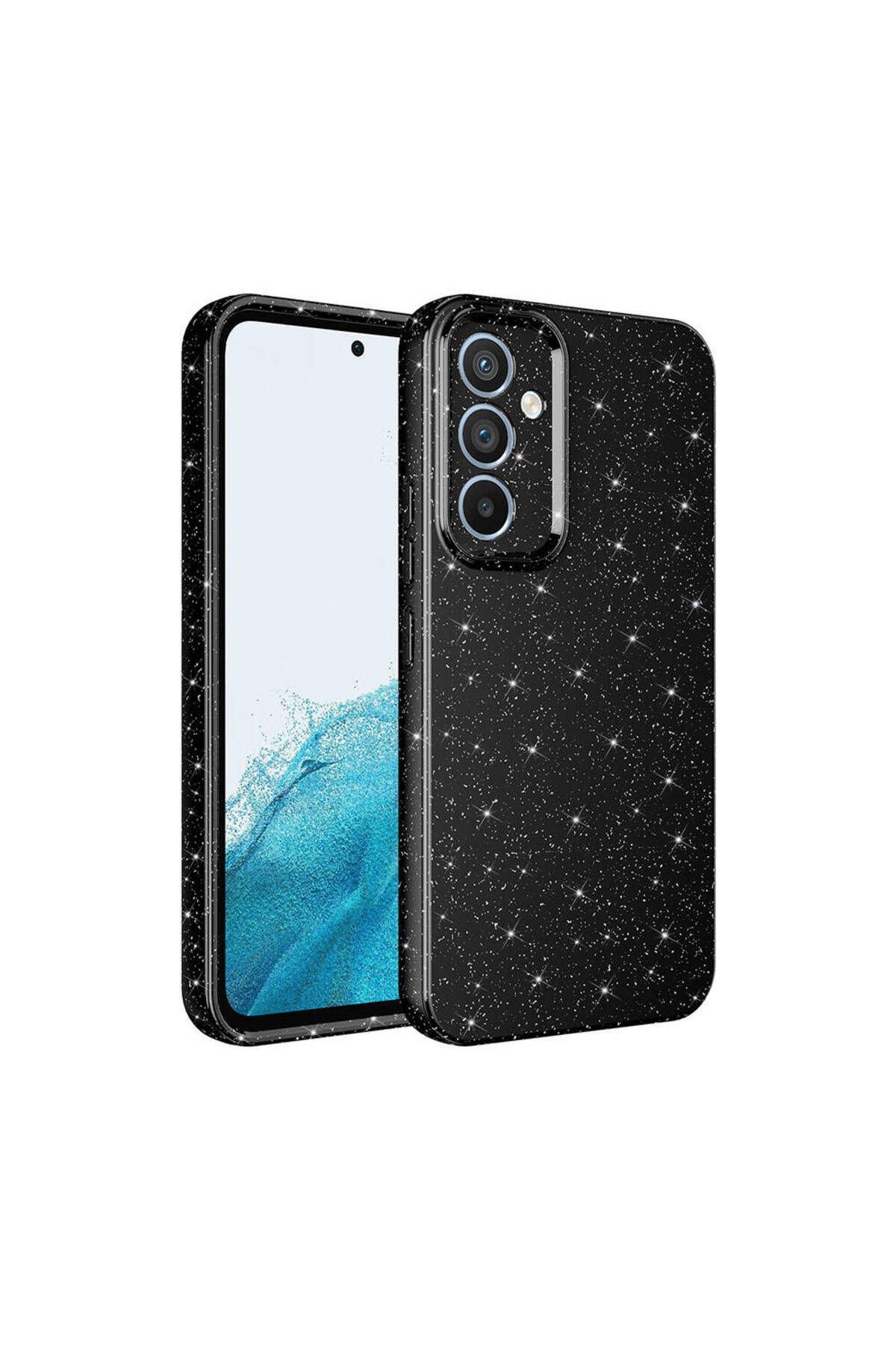 TEKNOMODA Samsung Galaxy S25 Plus Kılıf Kamera Korumalı Simli Lüks Işıltılı Silikon