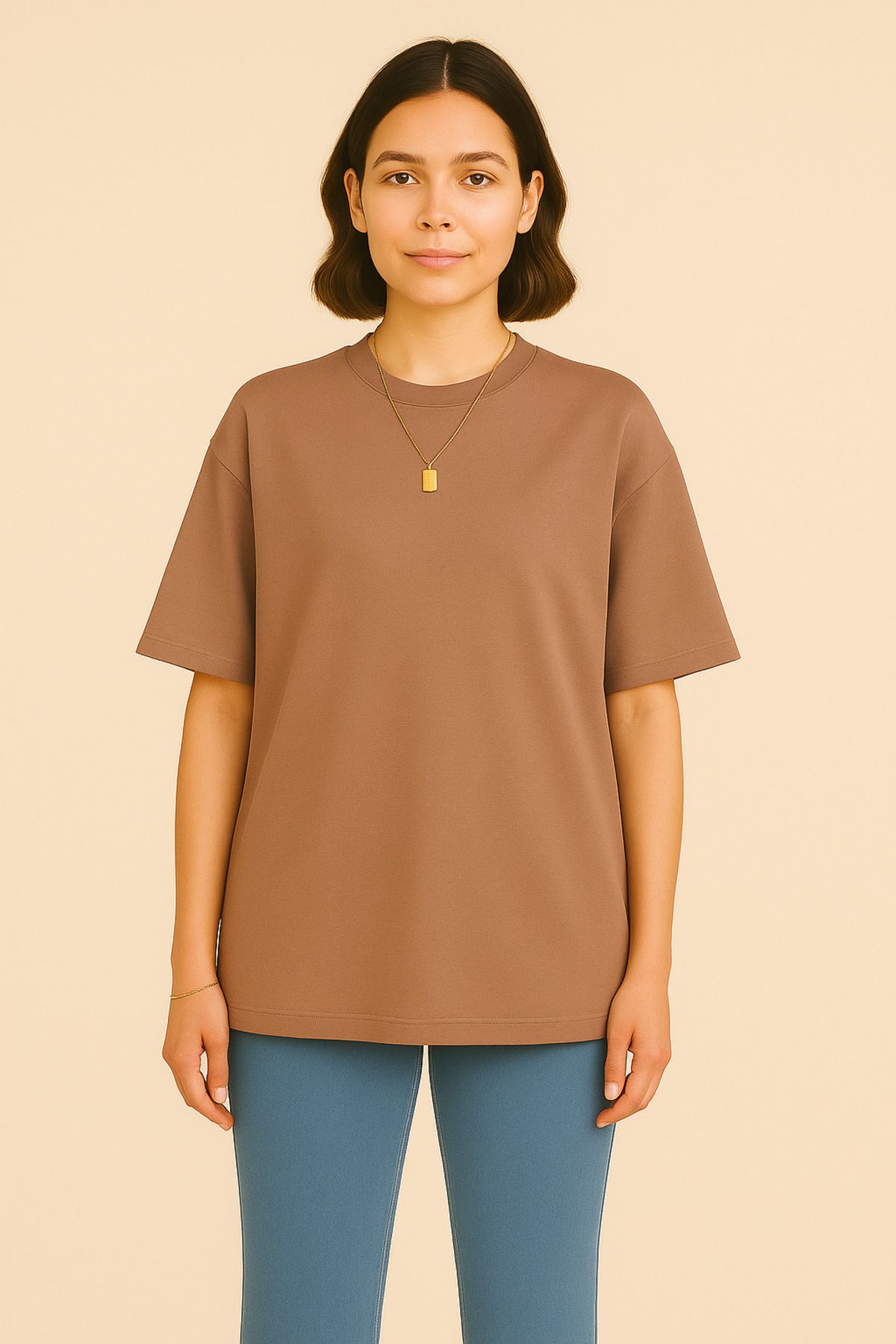 EydaMoon Kadın Basic Oversize MODAL KUMAŞ T-Shirt İpeksi Yumuşacık Canlı Renk Geniş Kalıp