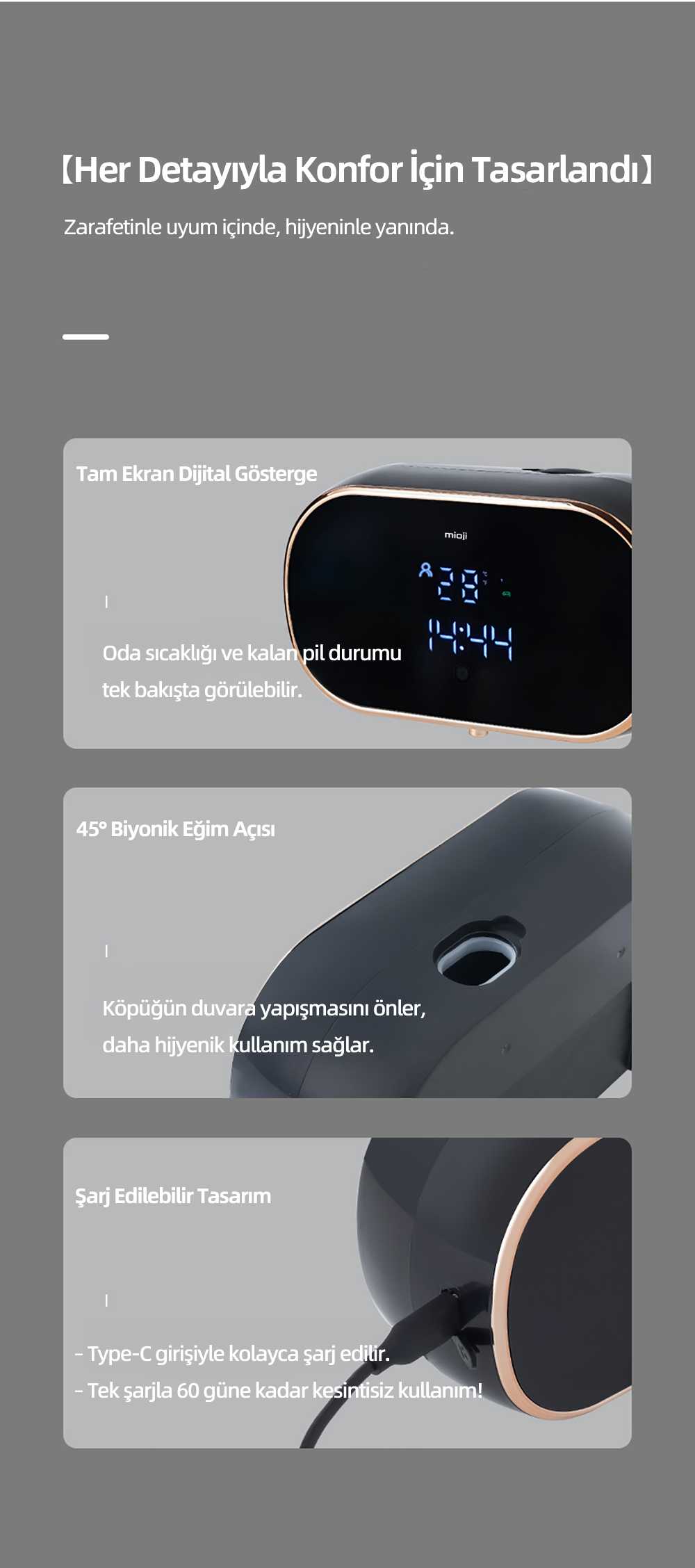 Mioji Mio SM01 Saatli 2000mAh Şarjlı Dijital Ekranlı 350ml Köpük ...