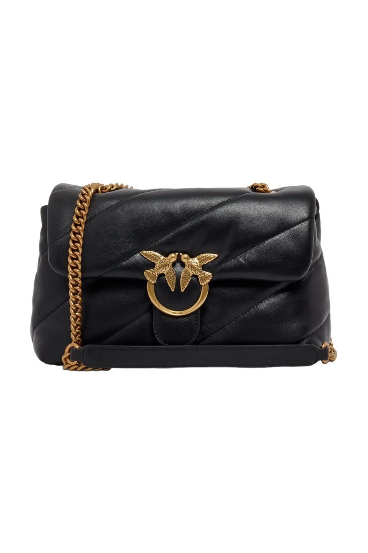 PİNKO-Pinko Tasche mit Kettenriemen und Metalllogo aus echtem Leder TASCHE 100038 A0F2 Z99Q 1