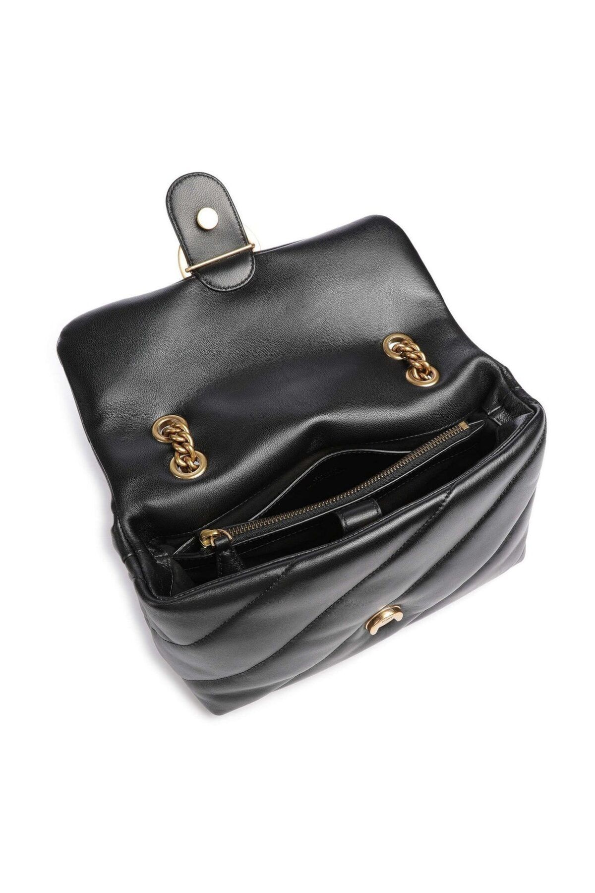 PİNKO-Pinko Tasche mit Kettenriemen und Metalllogo aus echtem Leder TASCHE 100038 A0F2 Z99Q 3