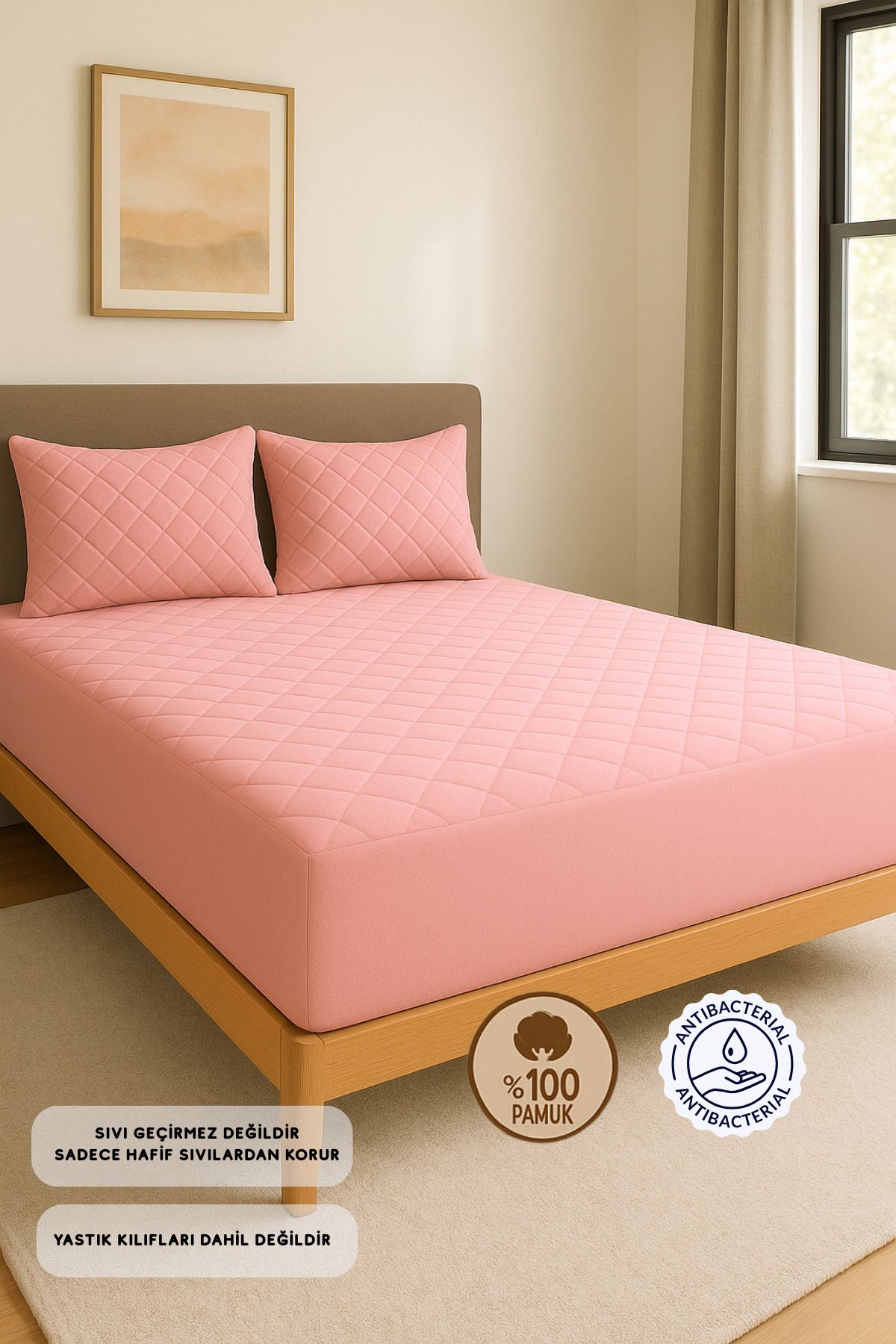 Formeya Ochraniacz Na Materac Pikowany, Pudrowy, 100% Bawełny, Rozmiar Niemowlęcy, Pojedynczy, Podwójny I King Size - 90 x 190