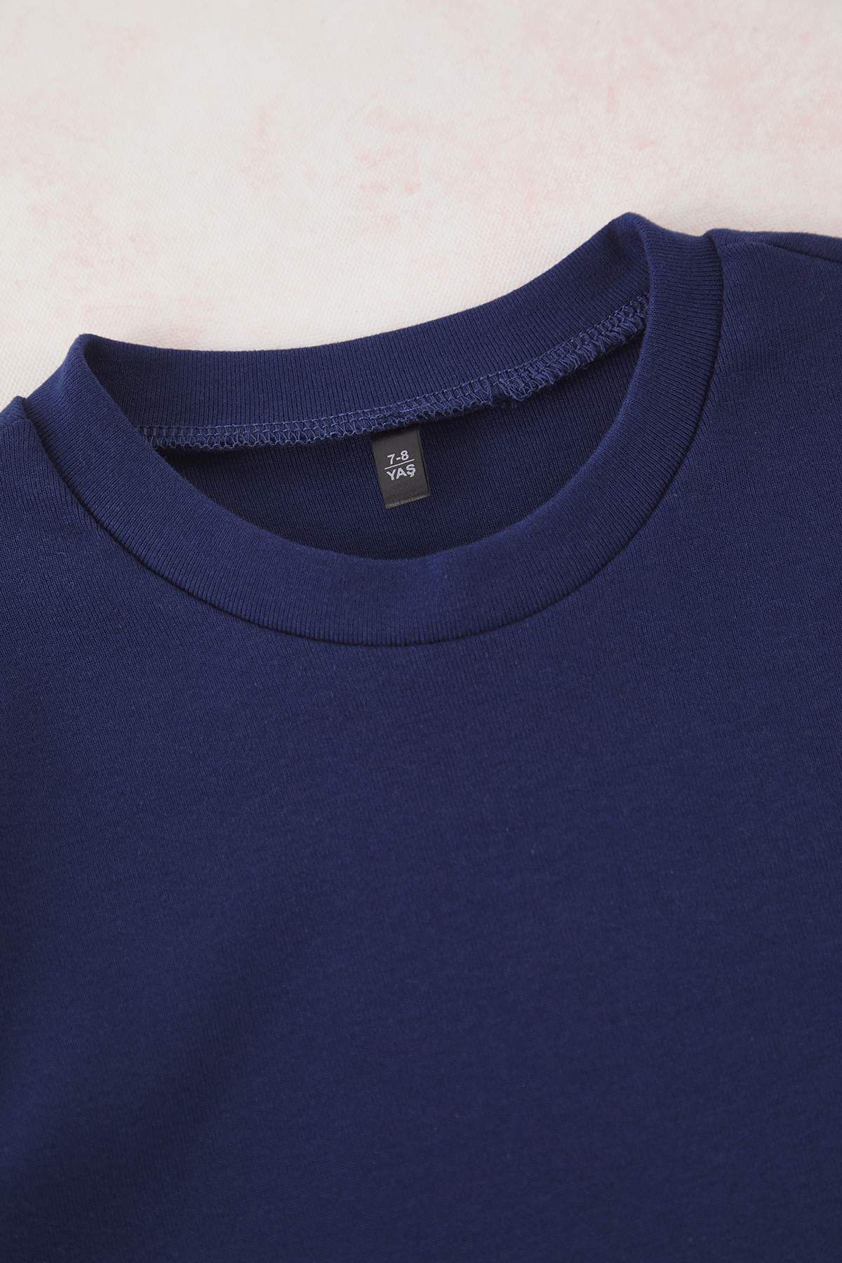 TRENDYOLKIDS-Sötétkék női gyermek 100% pamut Basic flare láb rövid ujjú rugalmas kötött alsó felső öltöny TKDSS25AU00136 4