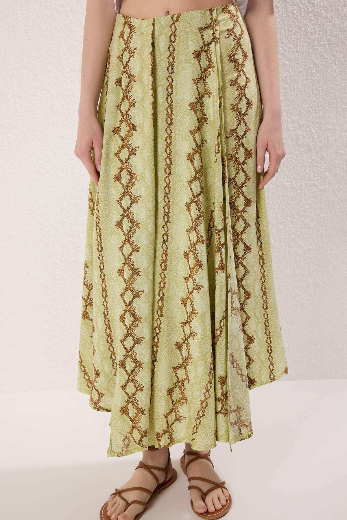 Trendyol Collection-Mehrfarbiger asymmetrischer Schlitzrock aus langem/maximalem Viskose TWOSS25ET00183 3