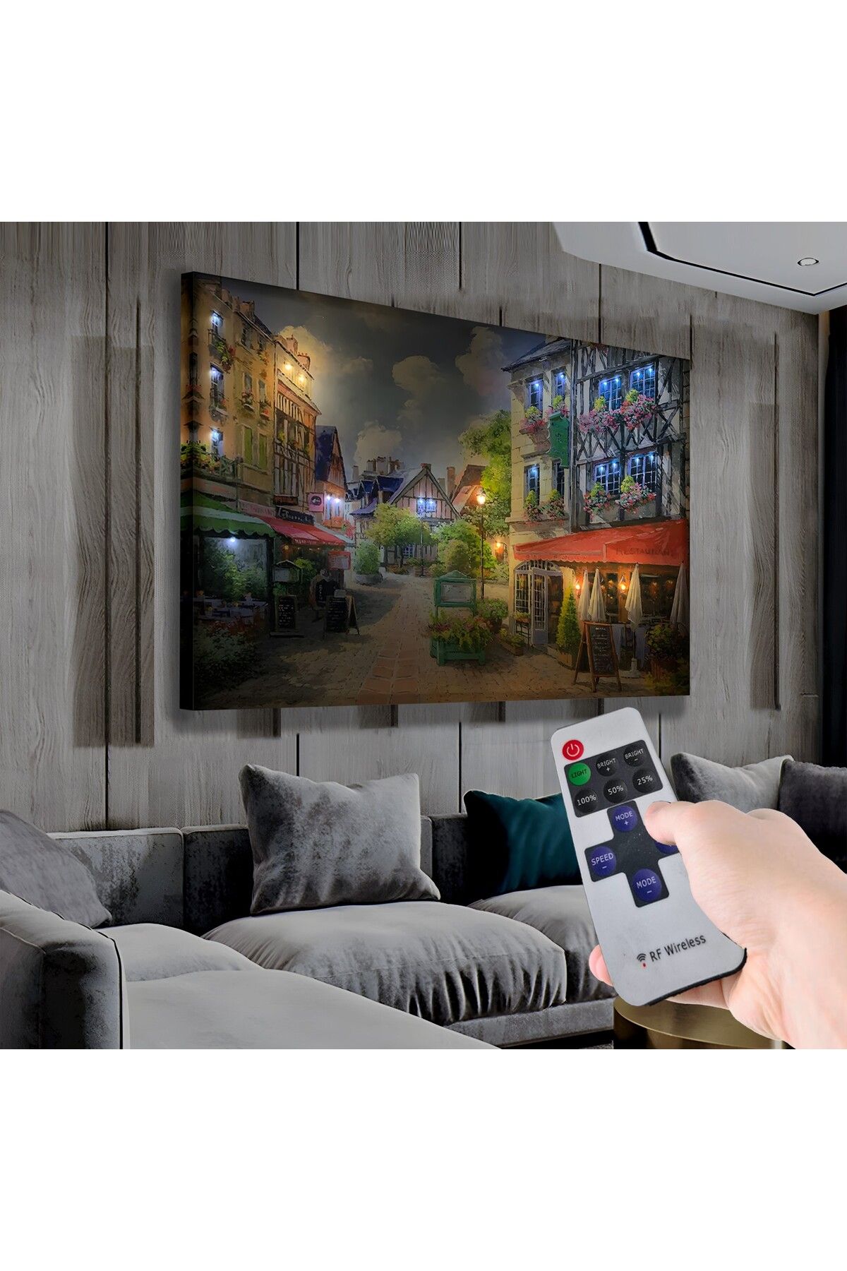EMYA HOME Led Işıklı Uzaktan Kumandalı Tarihi Ev Kanvas Tablo