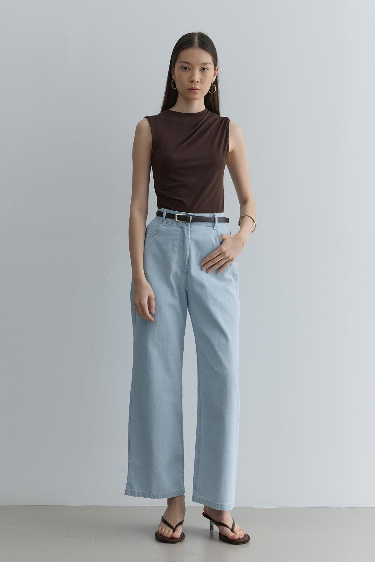 Fahhar Straight Kesim Denim Pantolon Açık mavi