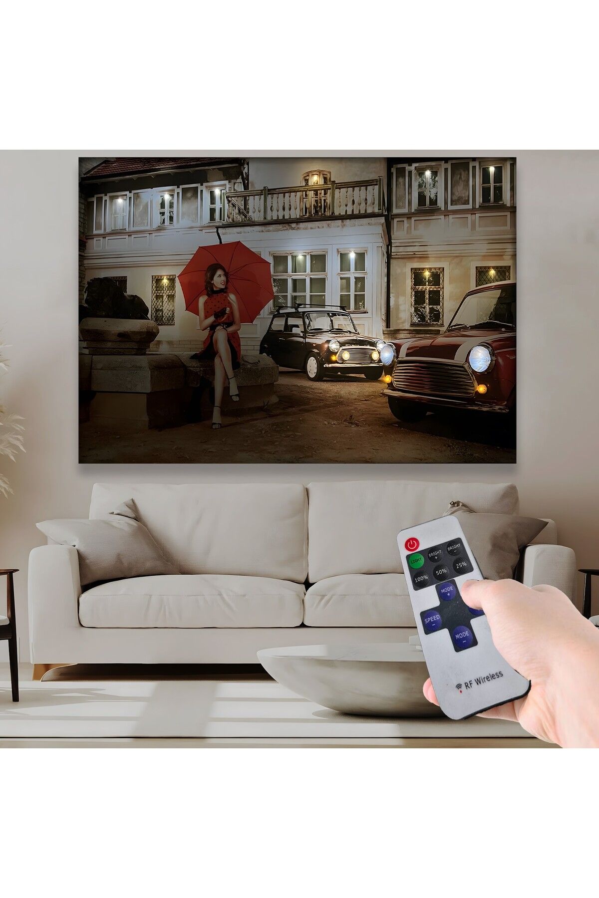 EMYA HOME Led Işıklı Uzaktan Kumandalı Tarihi Ev Kanvas Tablo