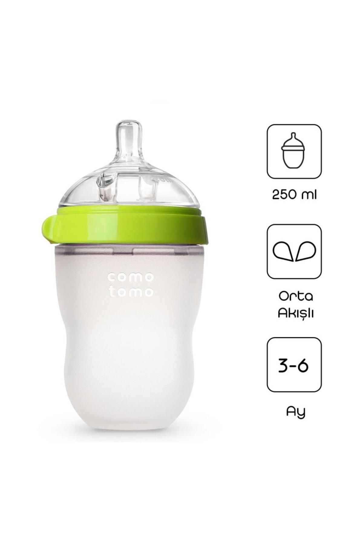 MR RZN STORE Comotomo Antikolik Silikon Biberon 250 ml 3-6 Ay Yeşil