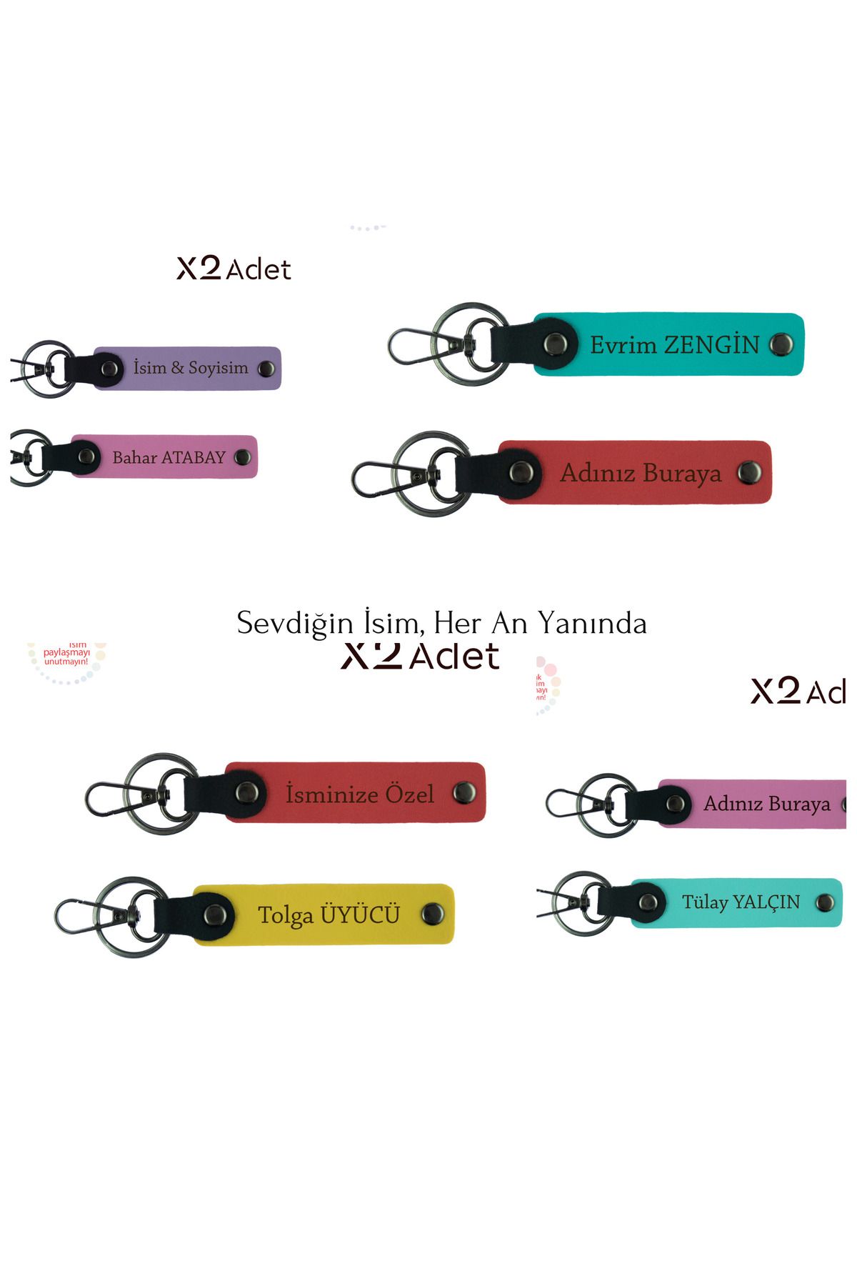 Miaju-Ayyıldız and Türkiye Motif Keychain Set – Gift That Can Be Written on with Name, Red-Ash Gray 3