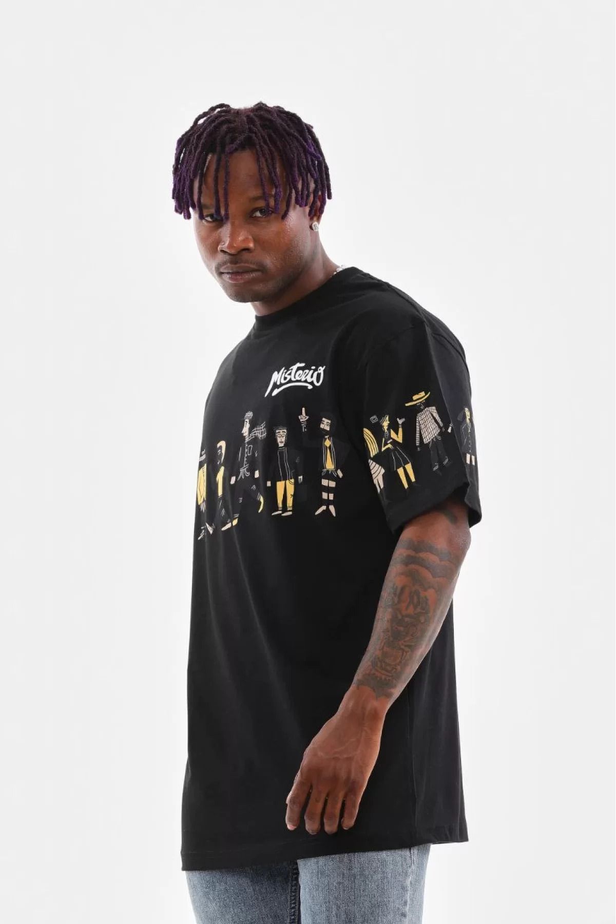 İndigo Park Erkek Tişört Unisex Bisiklet Yaka Baskılı Oversize T-Shirt