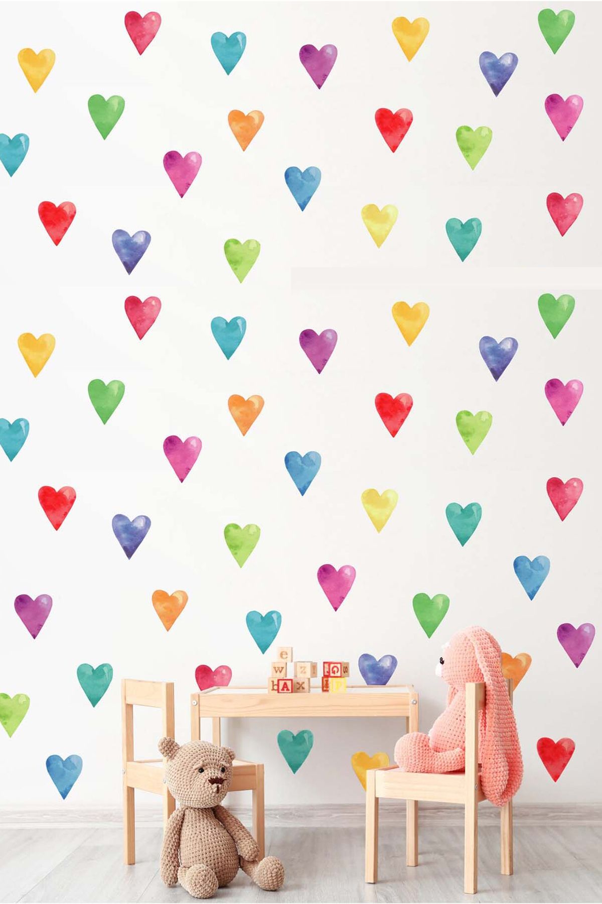 KT Decor 84 Adet Mega Boy Pastel Renk Kalpler Çocuk Odası Duvar Sticker Seti