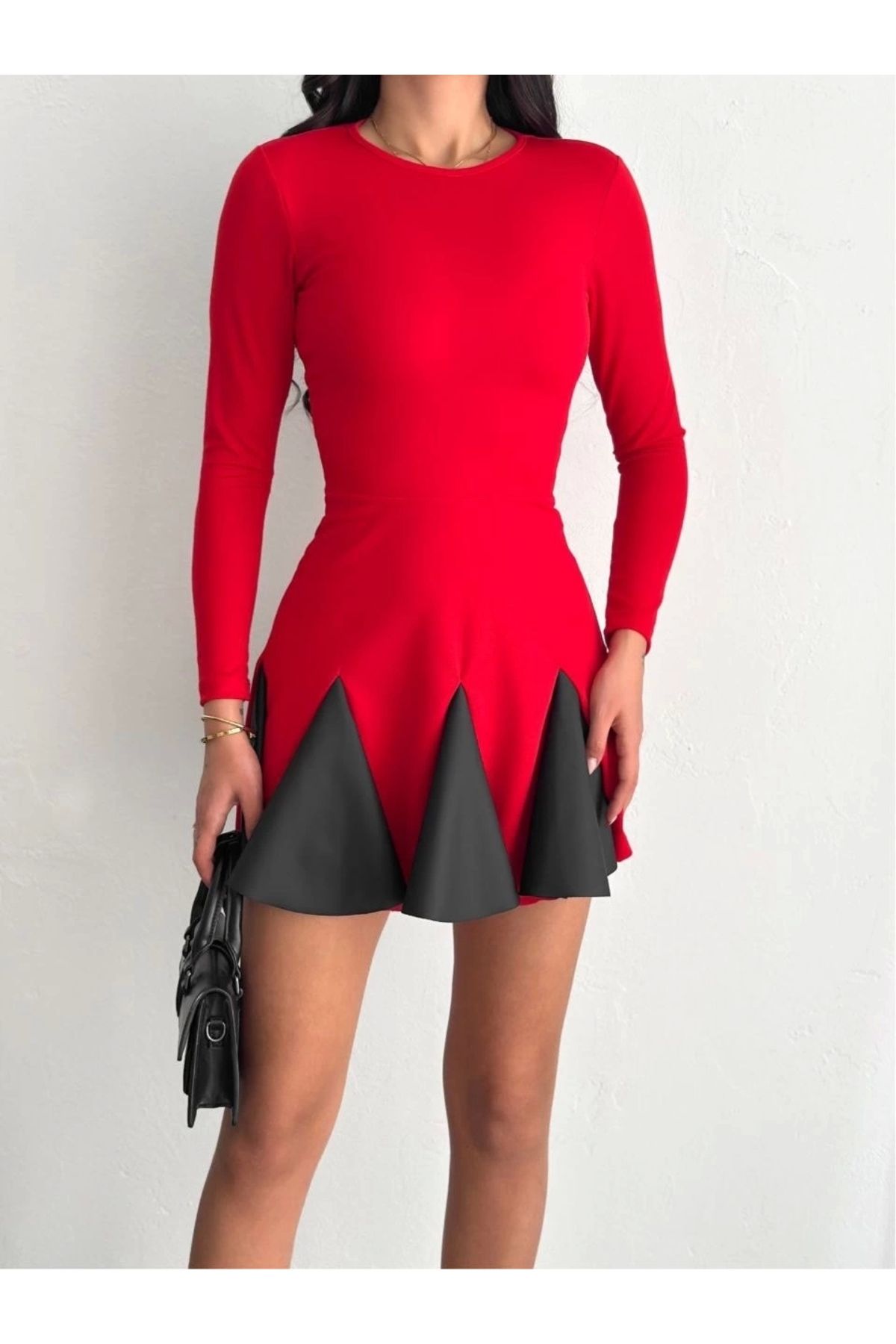 zarifkadın Eteği kloş crep mini elbise s1267