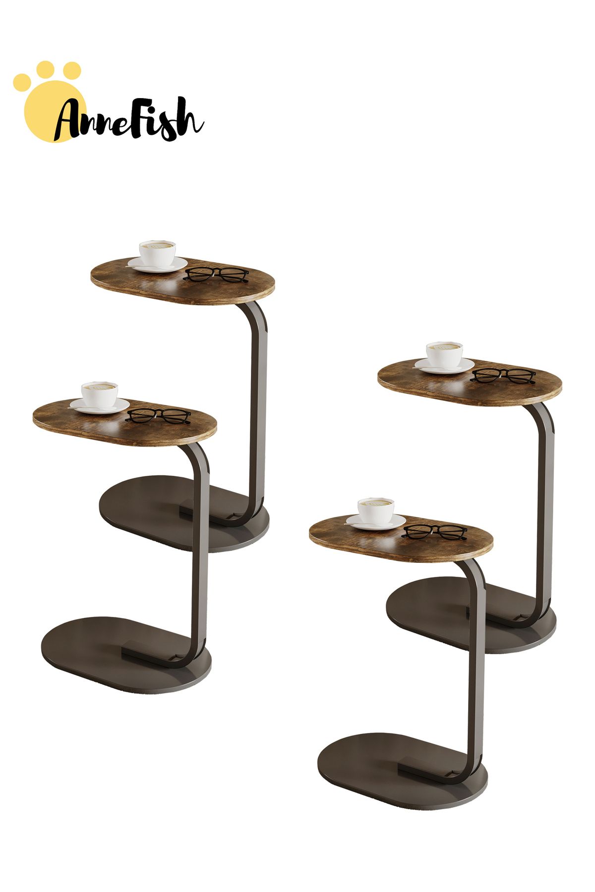 AnneFish-45*30*60cm C-Shaped Coffee Table Sofa Side Table End Table Small Coffee Table Couch Table 1