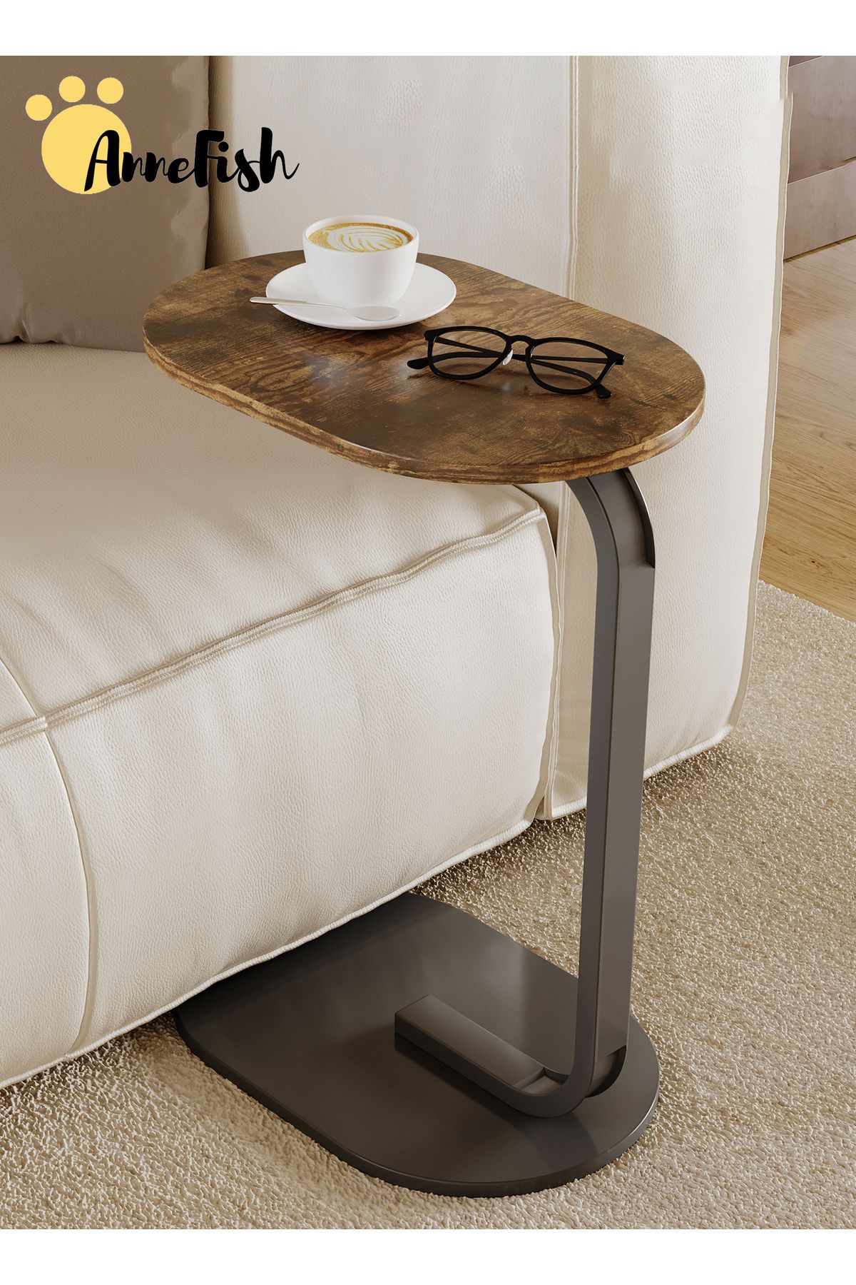 AnneFish-45*30*60cm C-Shaped Coffee Table Sofa Side Table End Table Small Coffee Table Couch Table 2