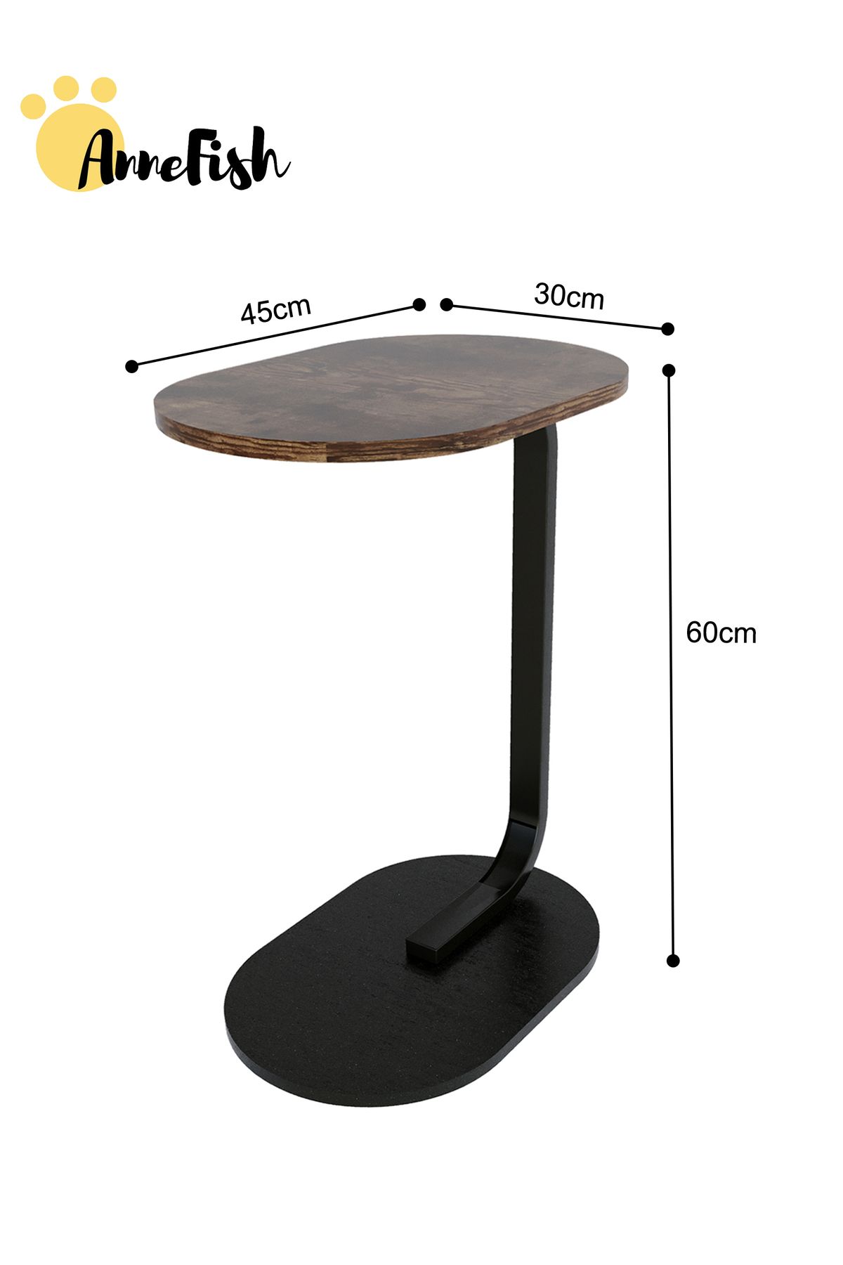 AnneFish-45*30*60cm C-Shaped Coffee Table Sofa Side Table End Table Small Coffee Table Couch Table 4