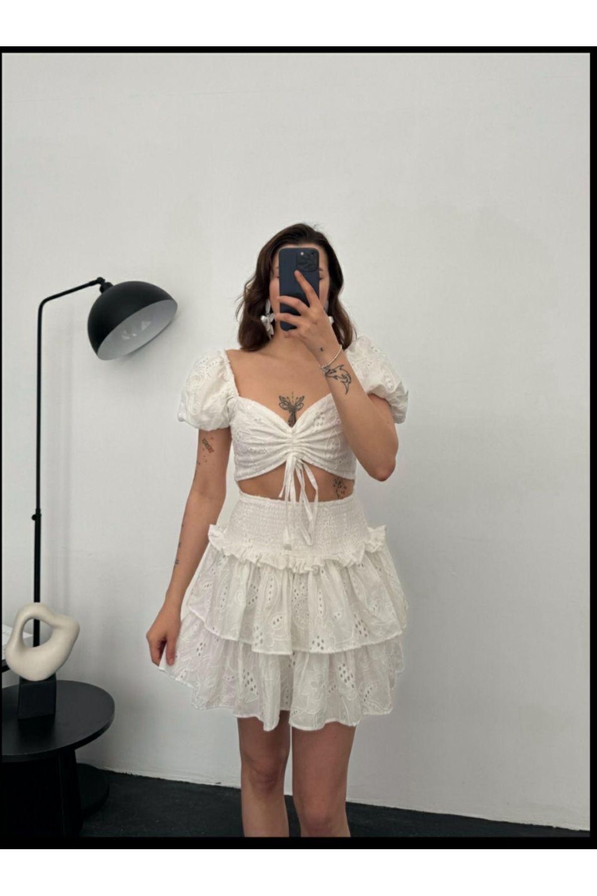 Ekim Store Fisto Detay Bluz Şort Etek İkili Takım
