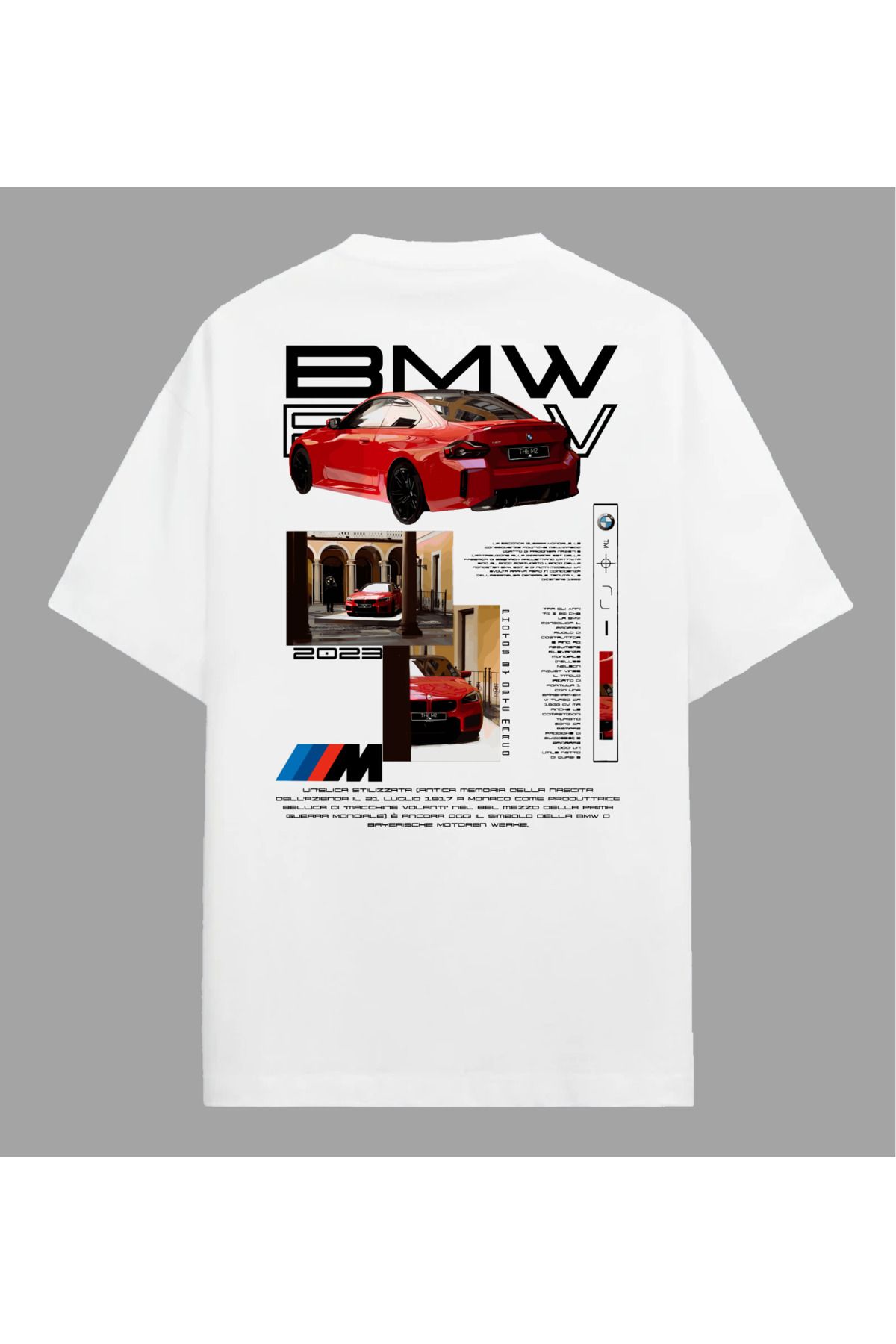 Edizen BMW M2 T-shirt Unisex Oversize %100 Pamuk Beyaz