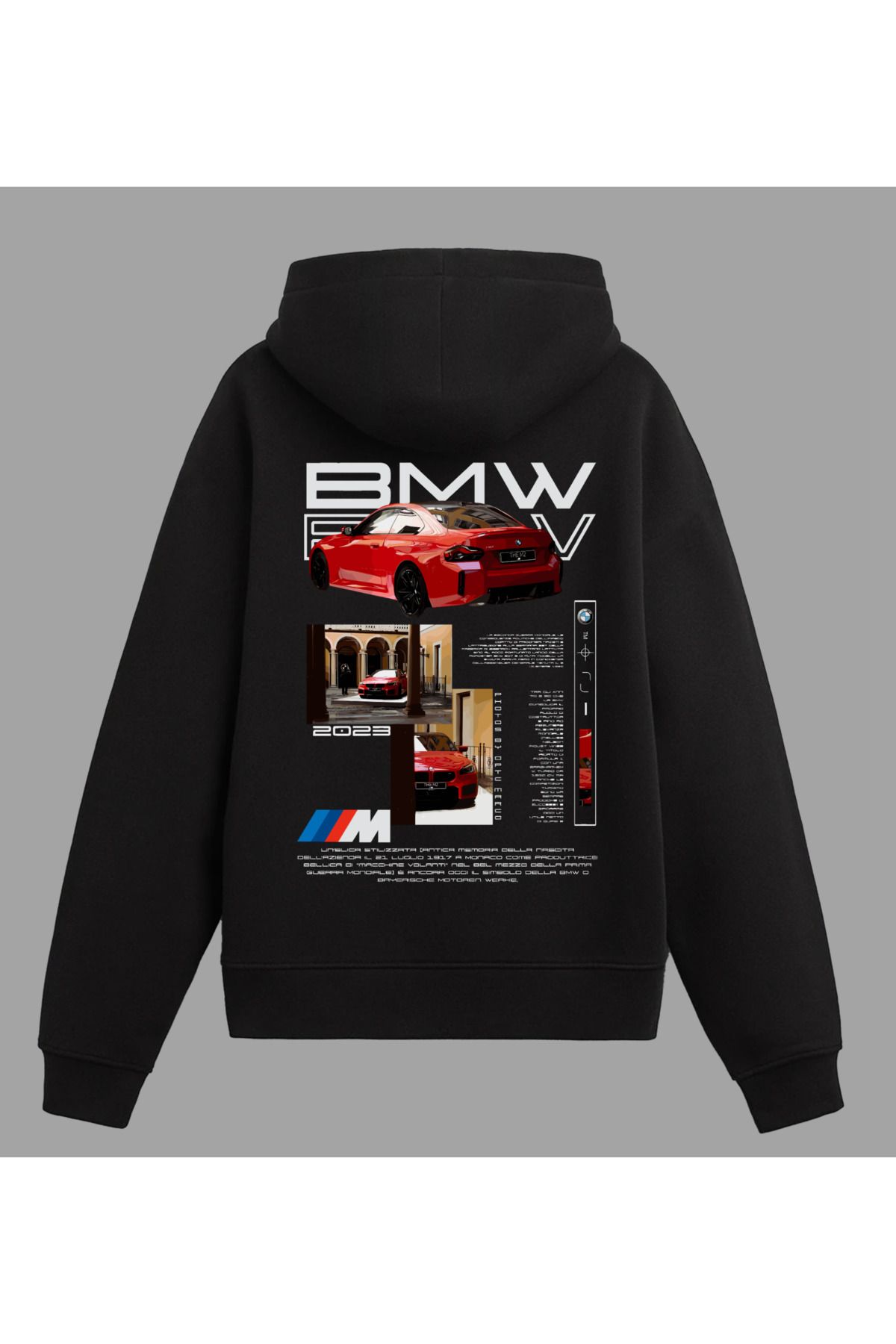 Edizen BMW M2 Hoodie Unisex Oversize %100 Pamuk Siyah Kapüşonlu Sweatshirt