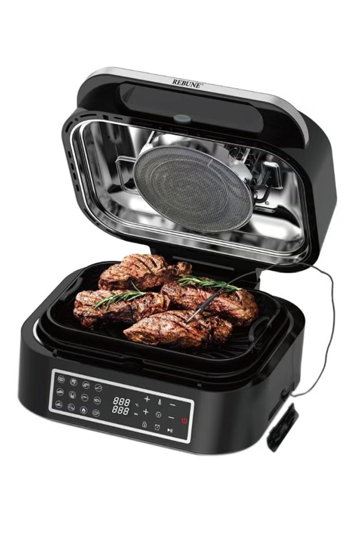 ريبون شواية وقلاية هوائية احترافية بترمومتر بـ12 برنامج سعة 6 لتر، قدرة 1800 واط RE-11-042