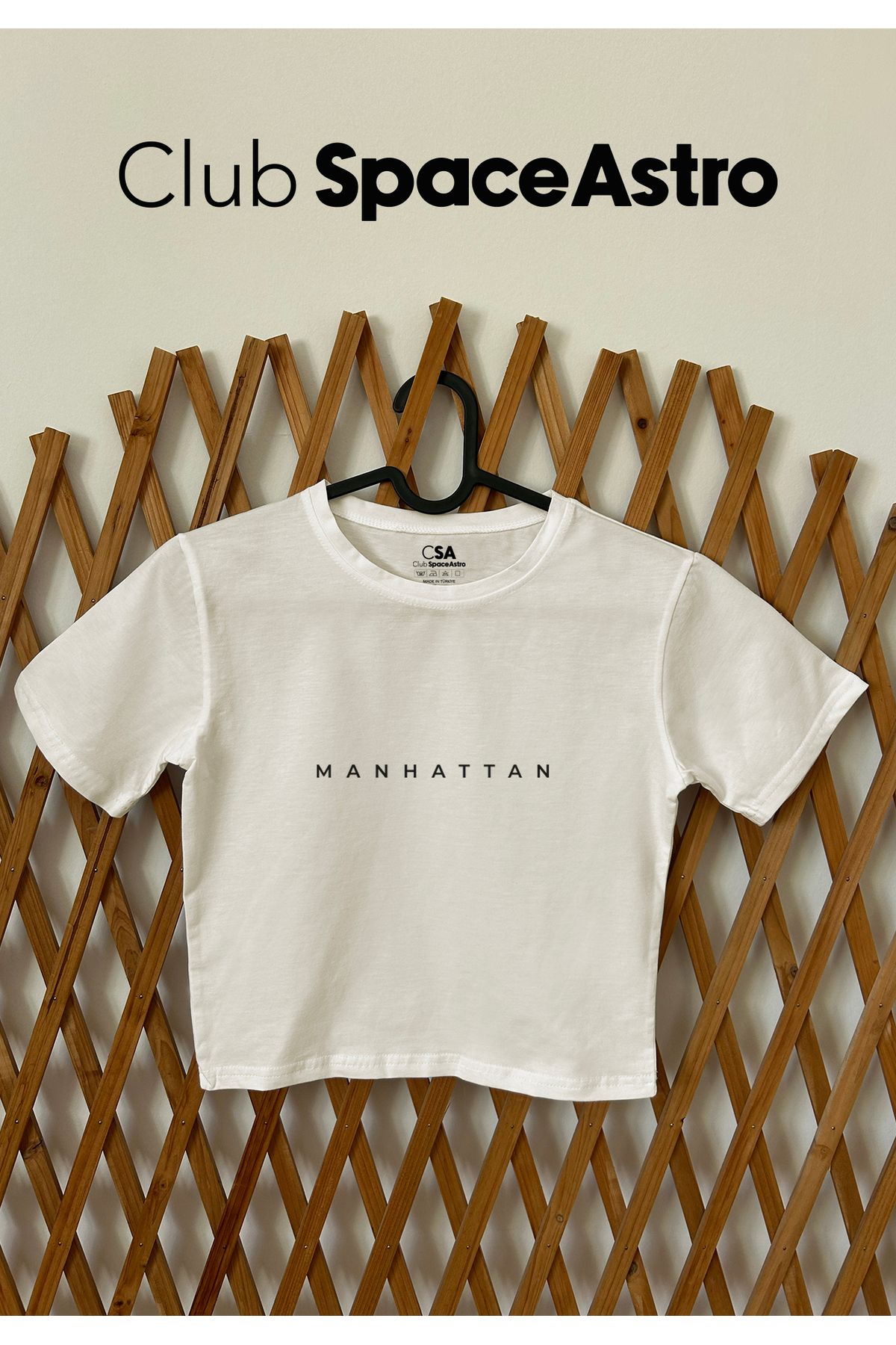ClubSpaceAstro Manhatton Baskılı Pamuklu Likralı Bisiklet Yaka Crop Kadın Üst