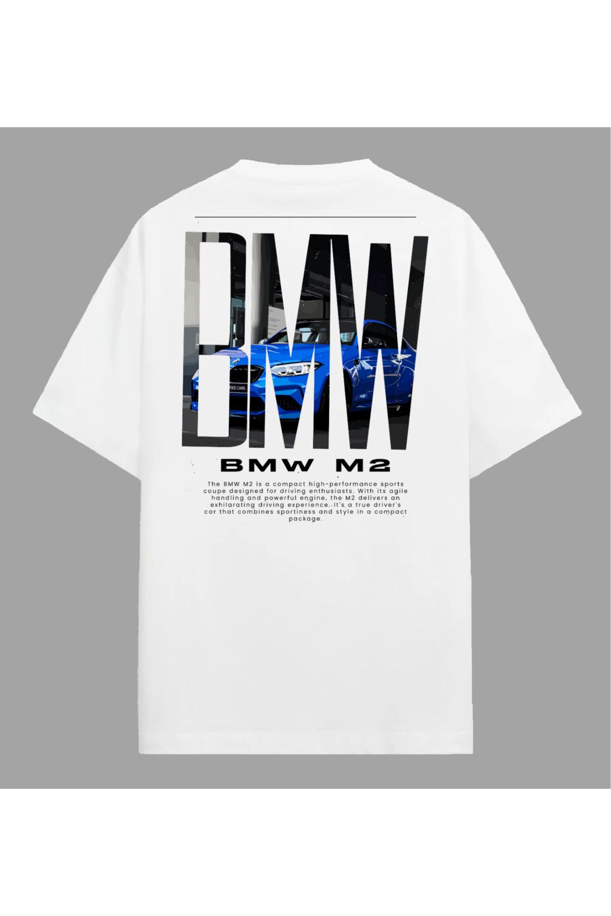 Edizen BMW M2 T-shirt Unisex Oversize %100 Pamuk Beyaz