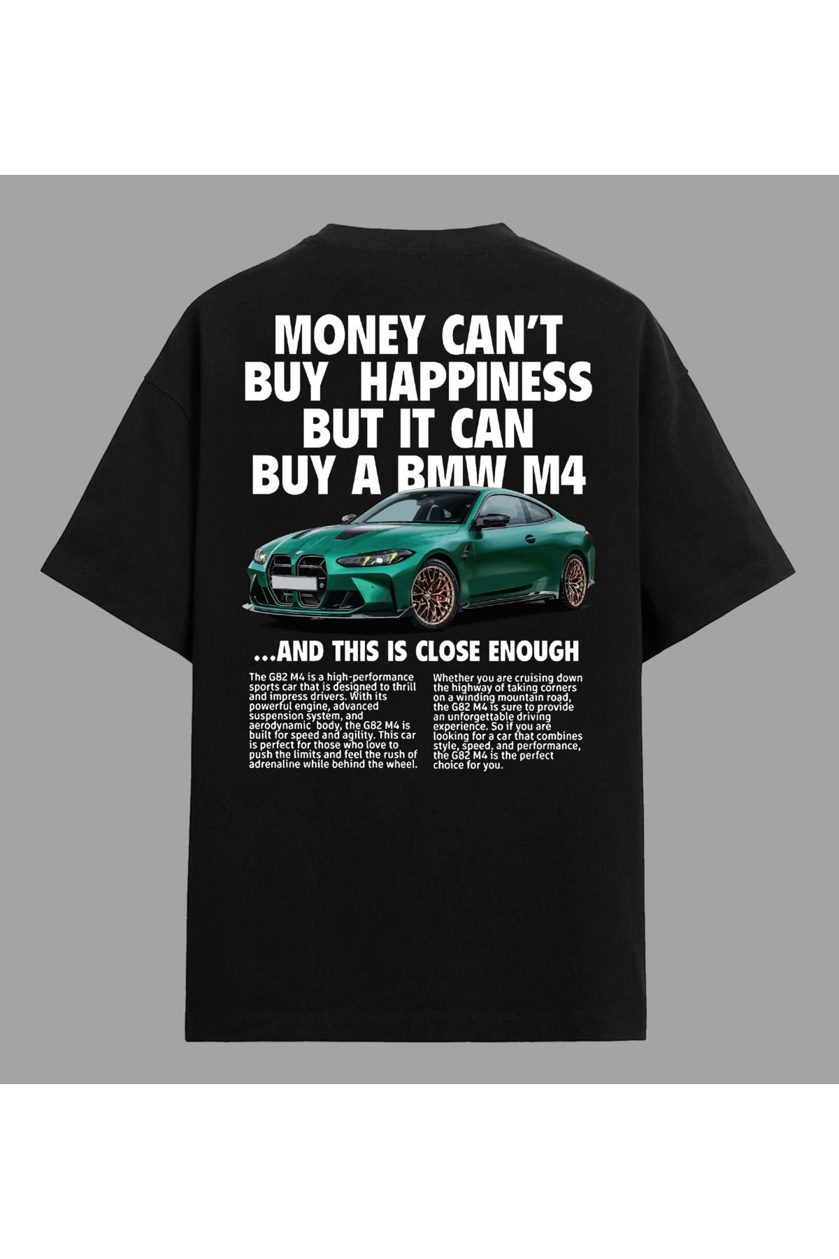 Edizen BMW M4 G82 T-shirt Unisex Oversize %100 Pamuk Siyah